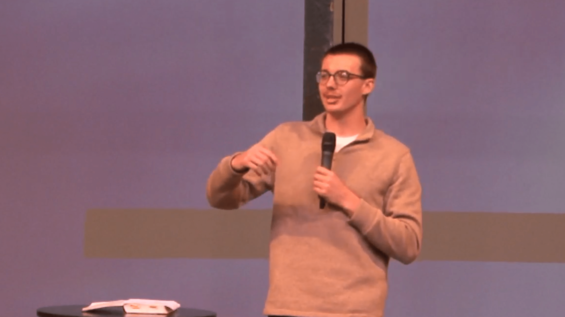 Zachary Gulick speaks at an event.