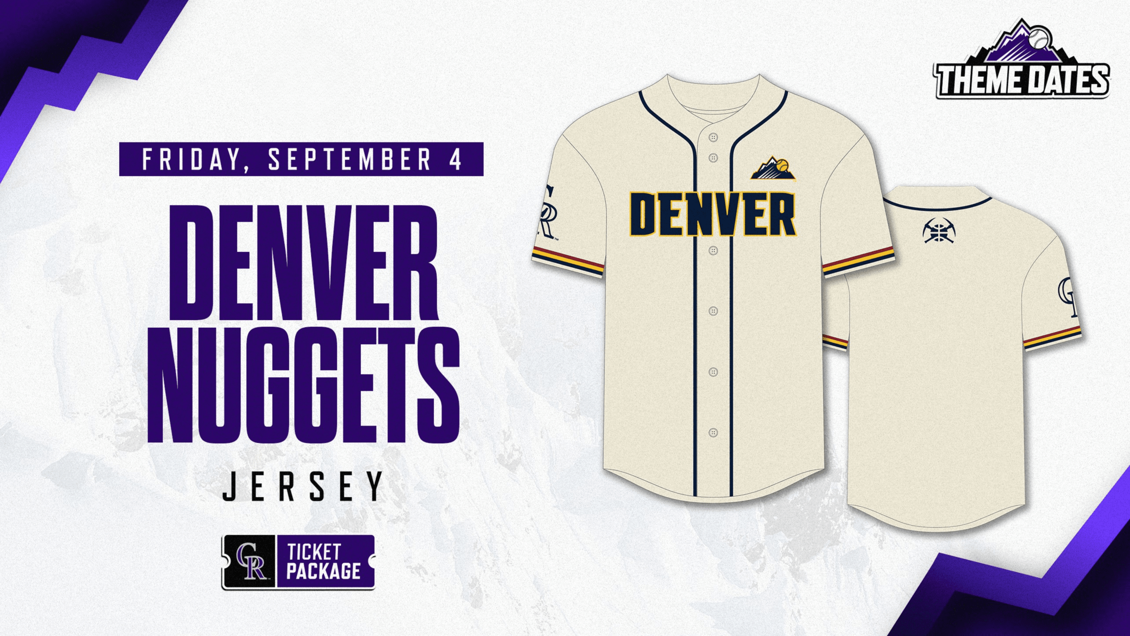 Purchase Denver Nuggets ticket package on Friday, September 4 to receive limited-edition Denver Nuggets-themed jersey