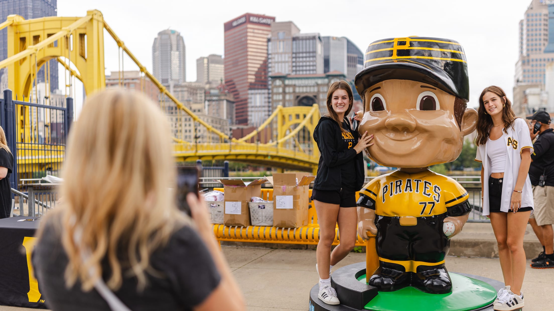 Life size bobblehead display on PNC Park concourse