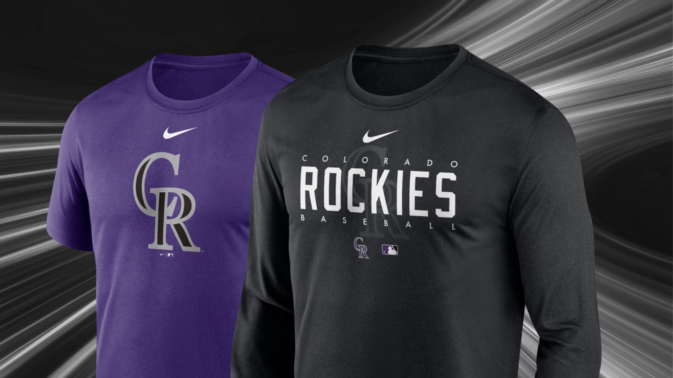 Colorado Rockies tees, featuring short-sleeve and long-sleeve activewear
