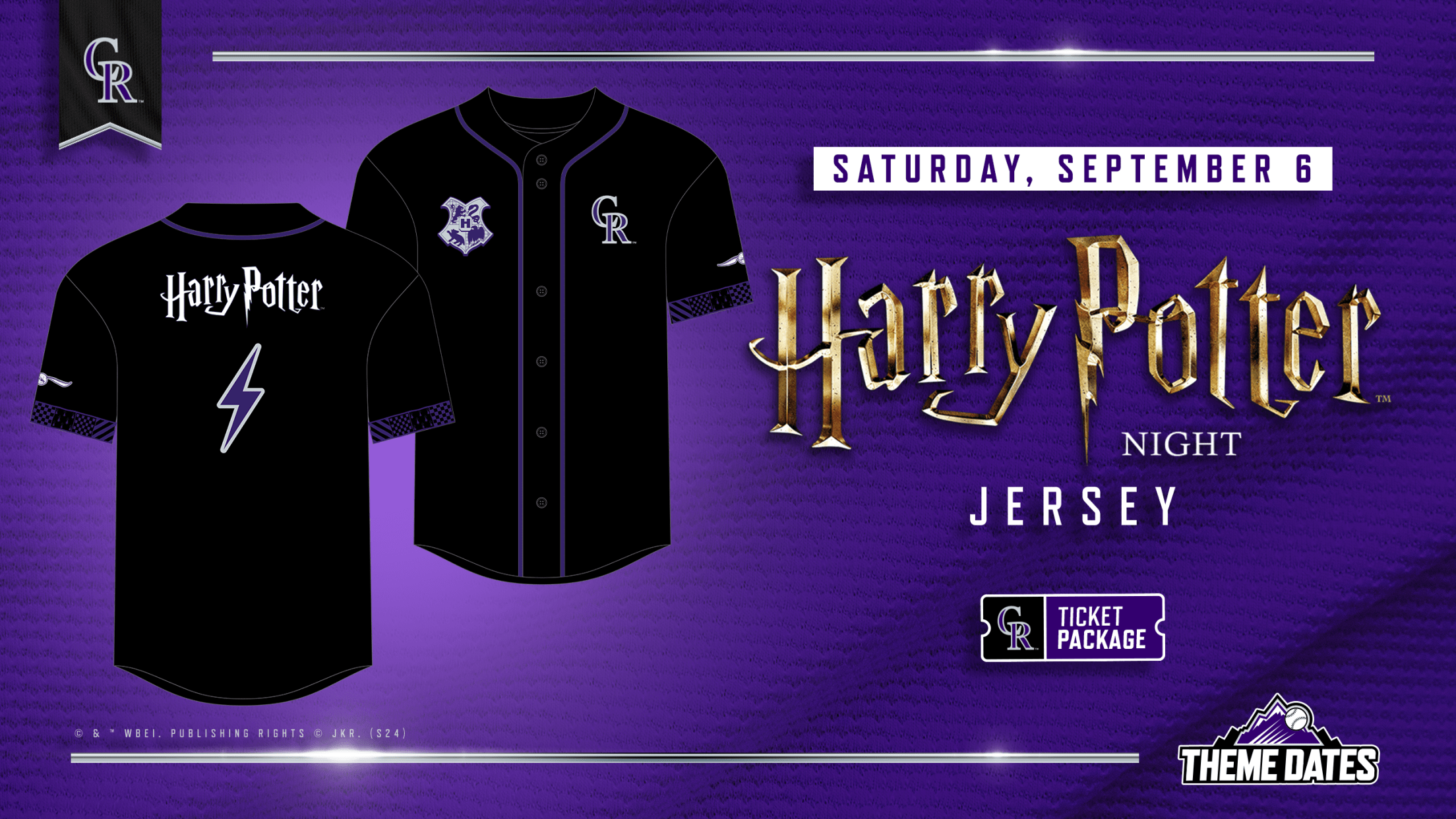 Colorado Rockies Harry Potter Ticket Package Black Hogwarts Jersey on Saturday, September 6