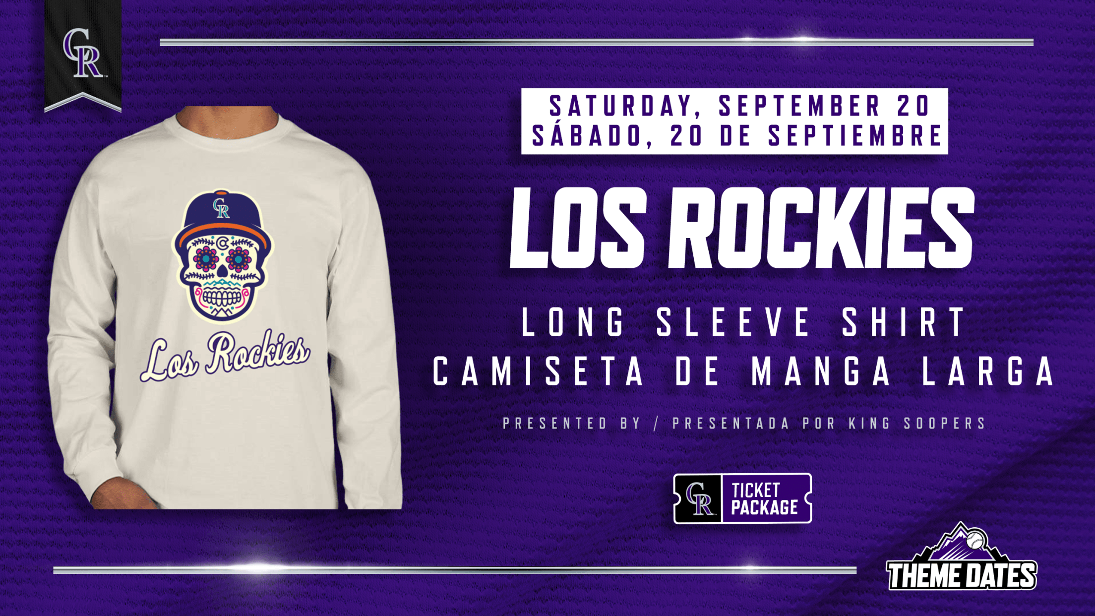 Purchase Los Rockies ticket package on Saturday, September 20 to receive limited-edition long sleeve shirt