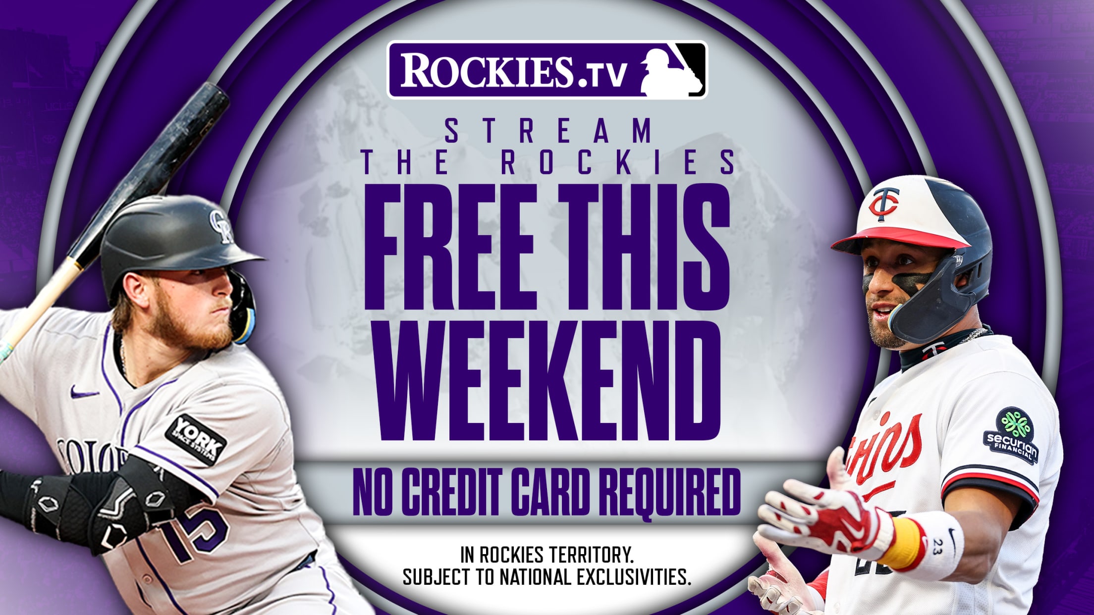 Rockies.TV Free weekend - stream Rockies versus Twins this weekend - no credit card required.