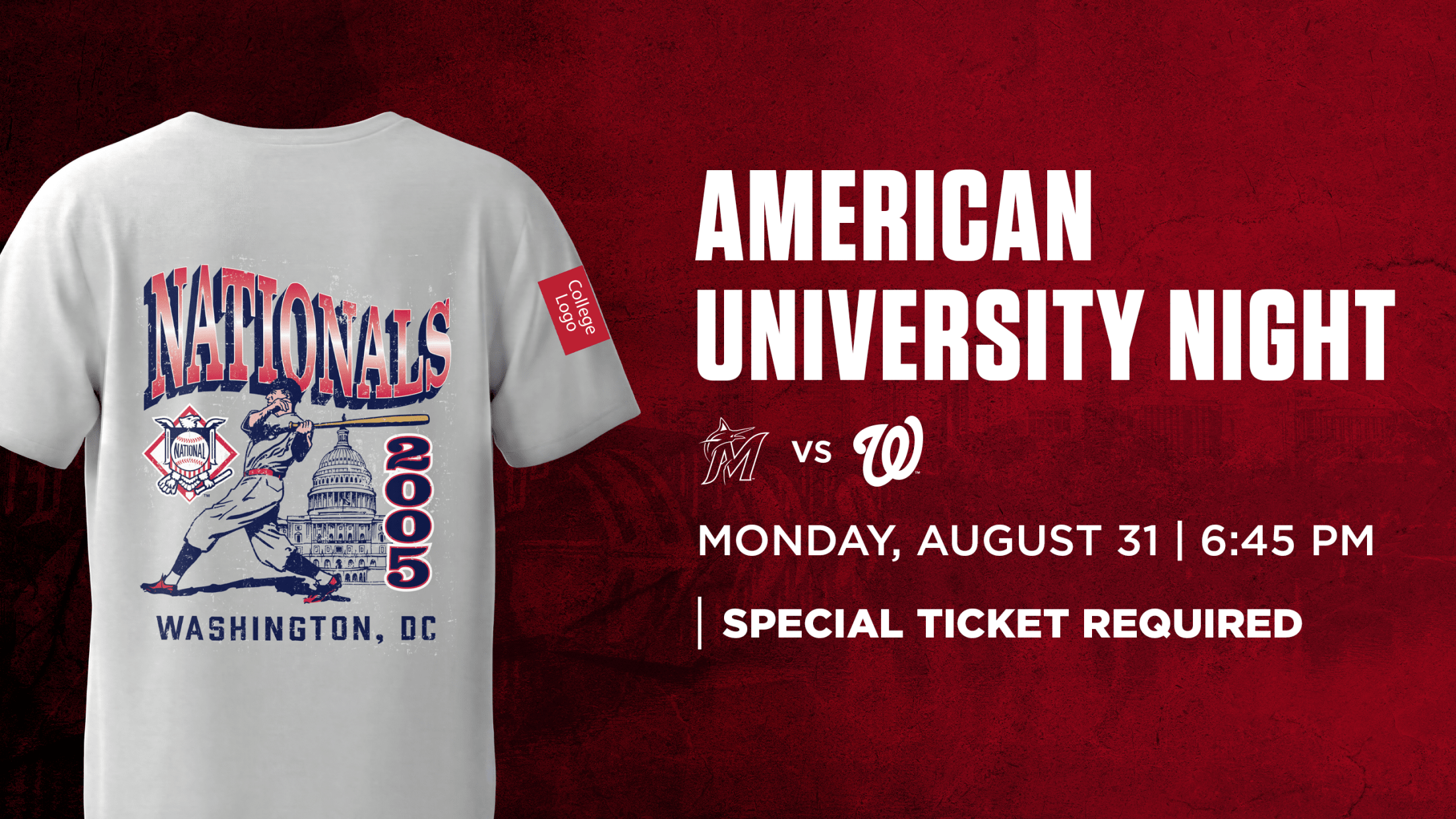 American University Day, Monday, August 31 @ 6:45 PM