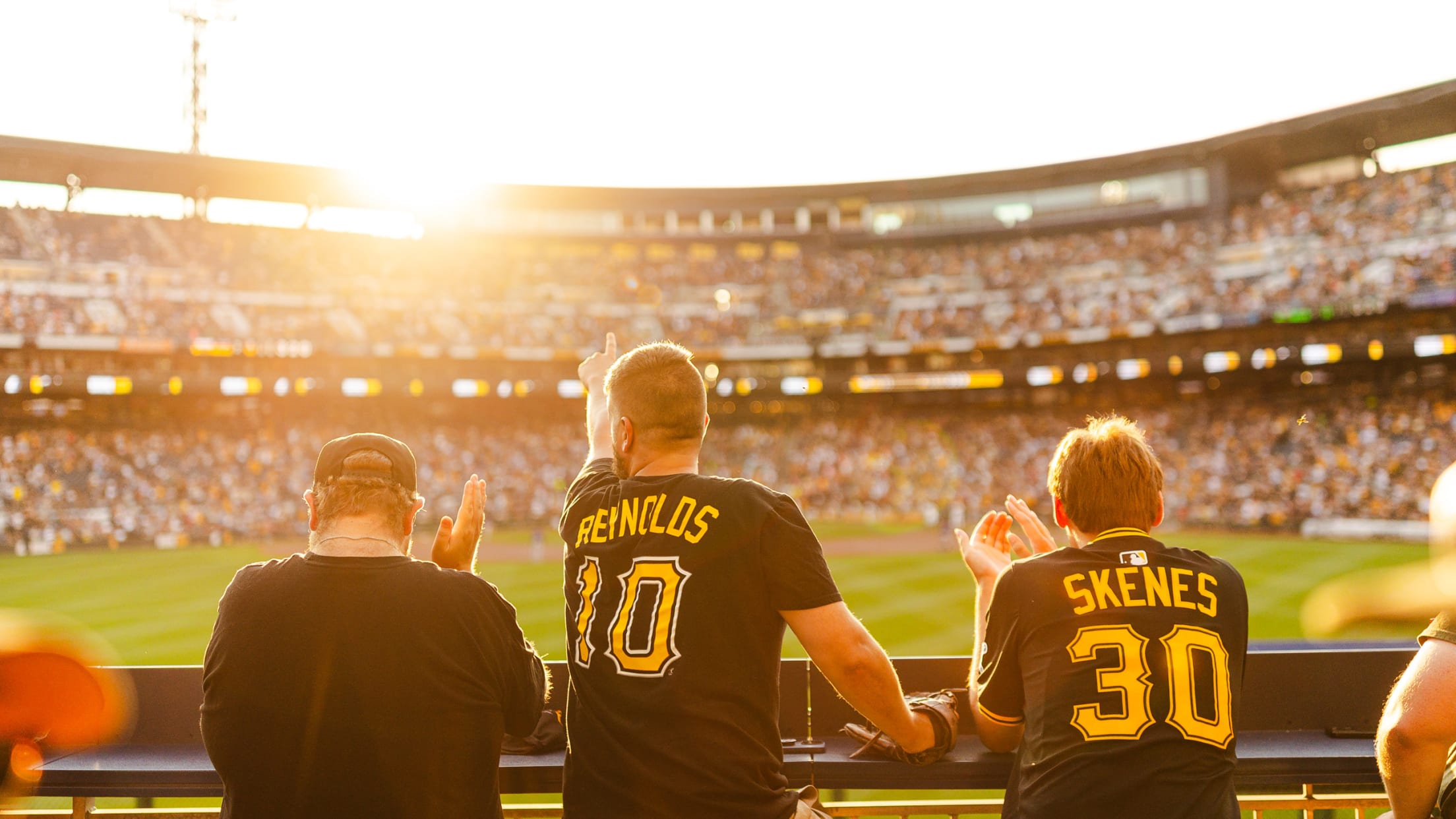 Pirates fans viewing the game from left field bleachers