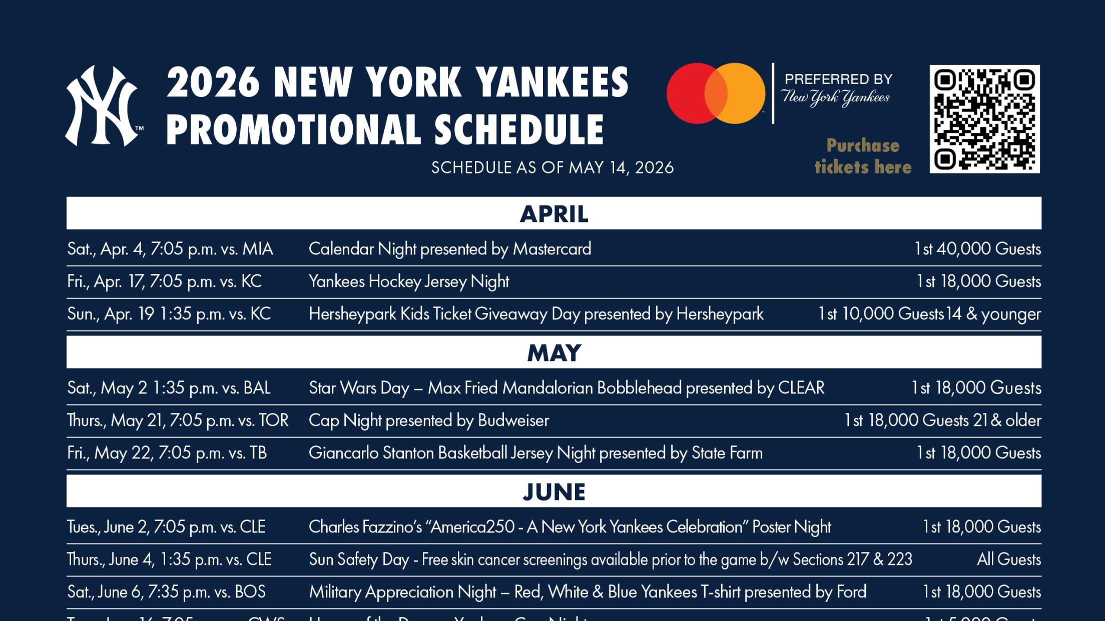 2026 Promotional Schedule
