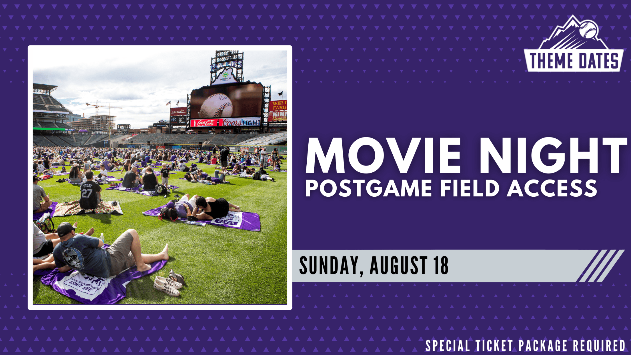 Colorado Rockies Movie Night Theme Date on Sunday, August 18