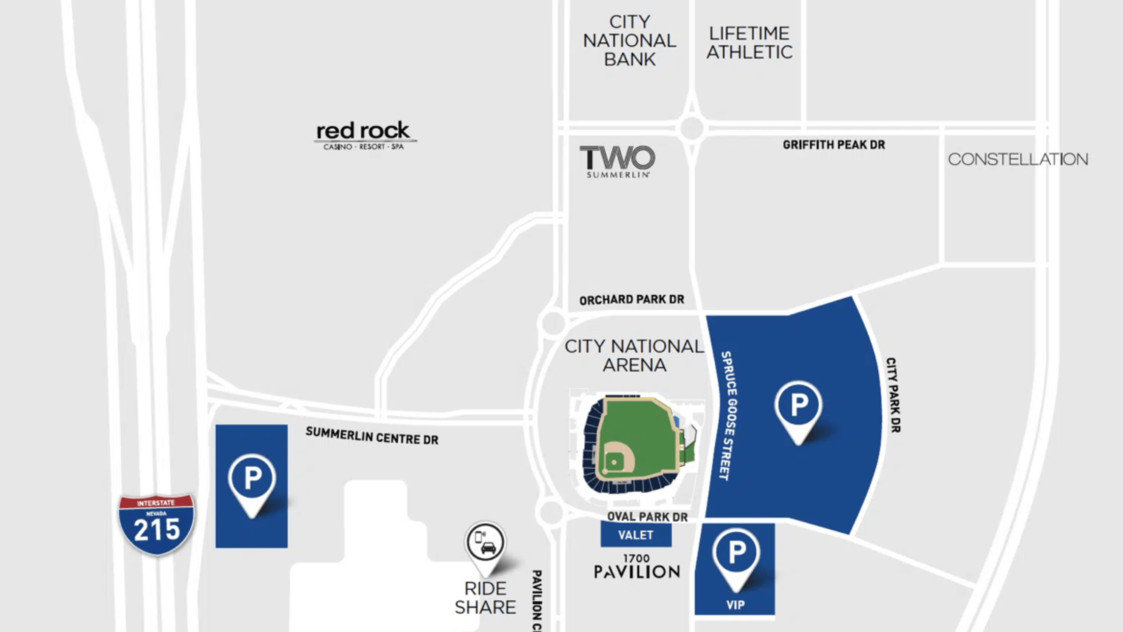 Las Vegas Ballpark Large Parking Map