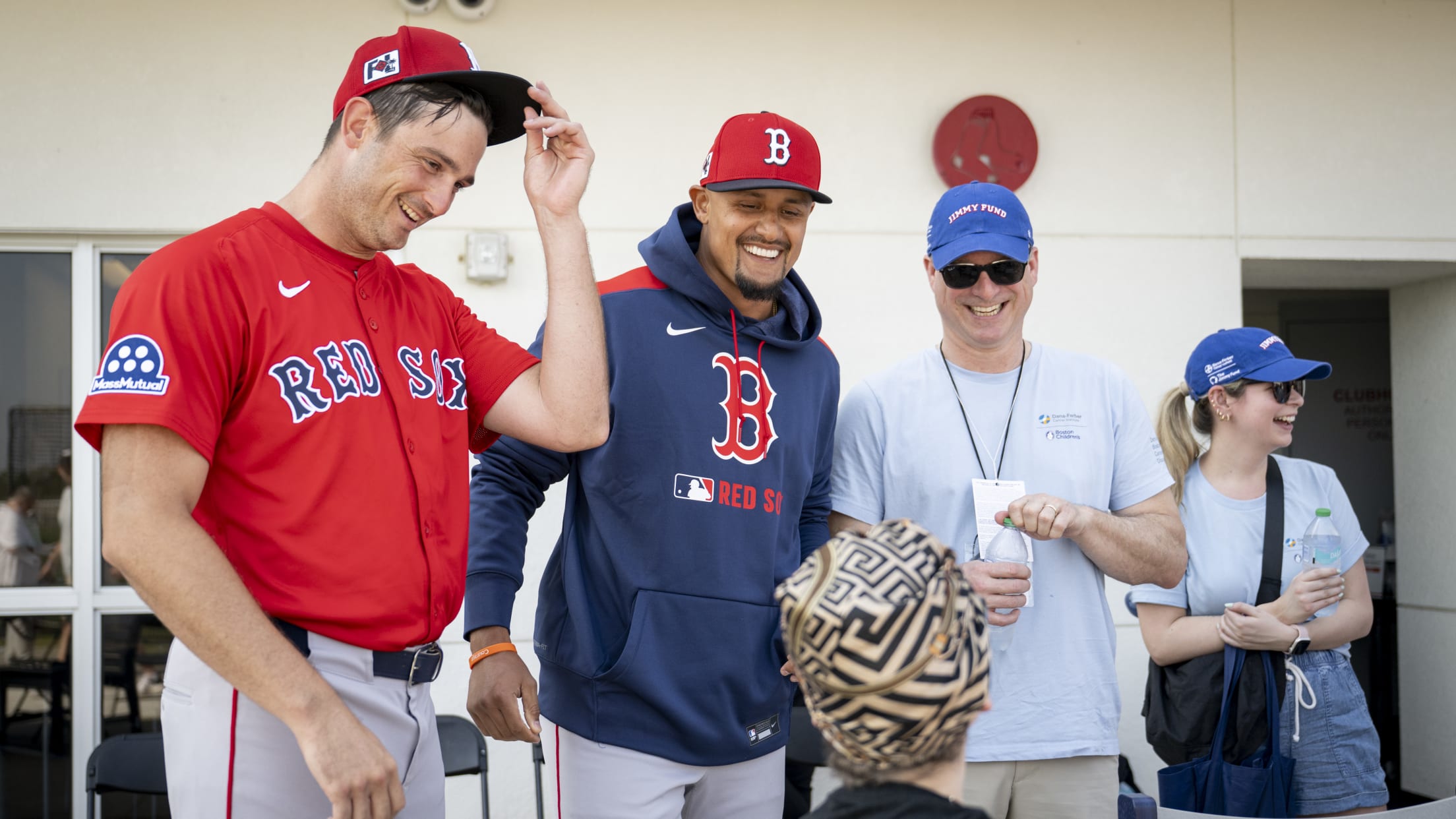 Garrett Whitlock talks to a patient as he represents the Red Sox as a Jimmy Fund Captain.