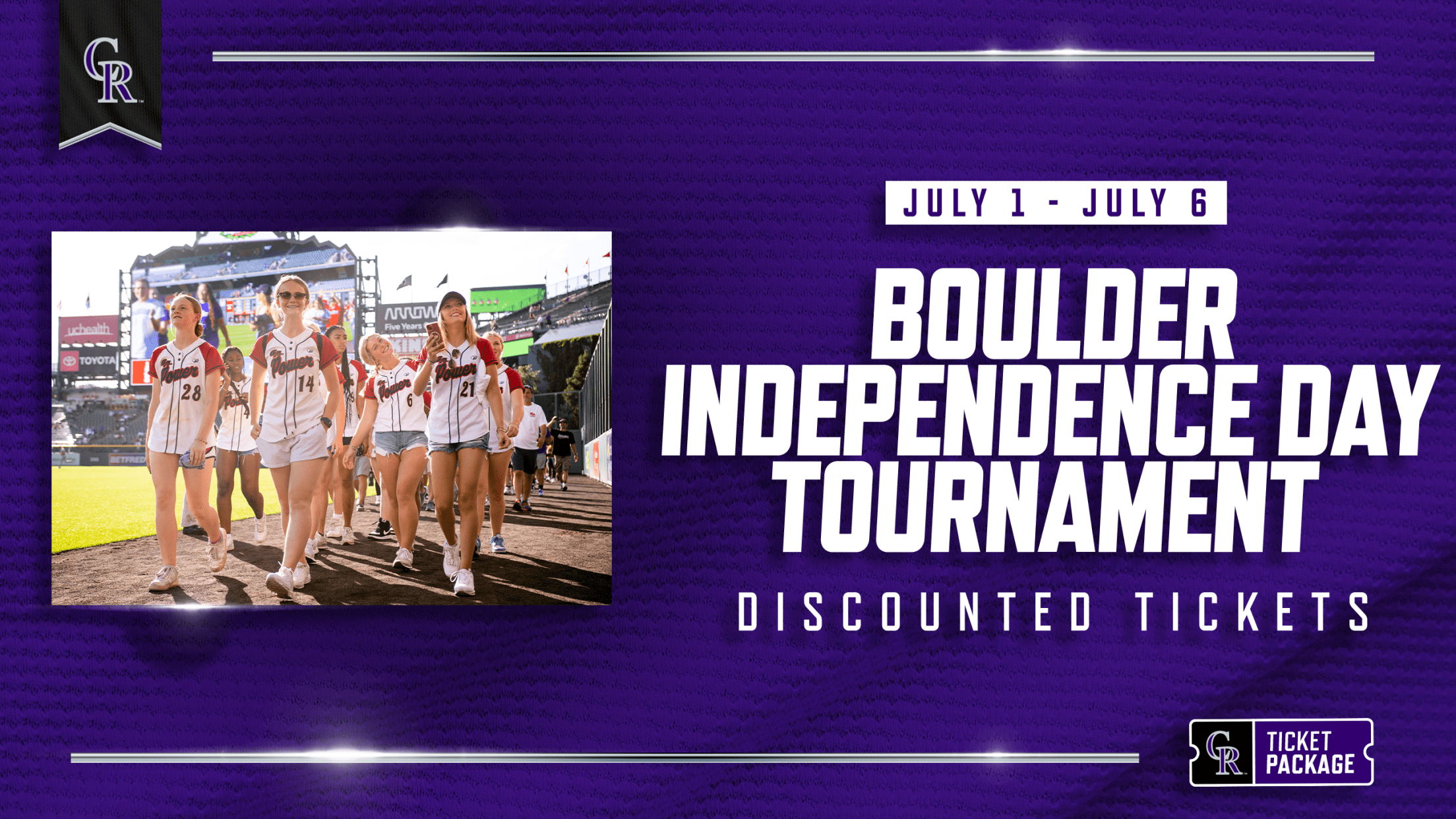 Purchase discounted Colorado Rockies tickets for the Boulder Independence Day Tournament July 1-6