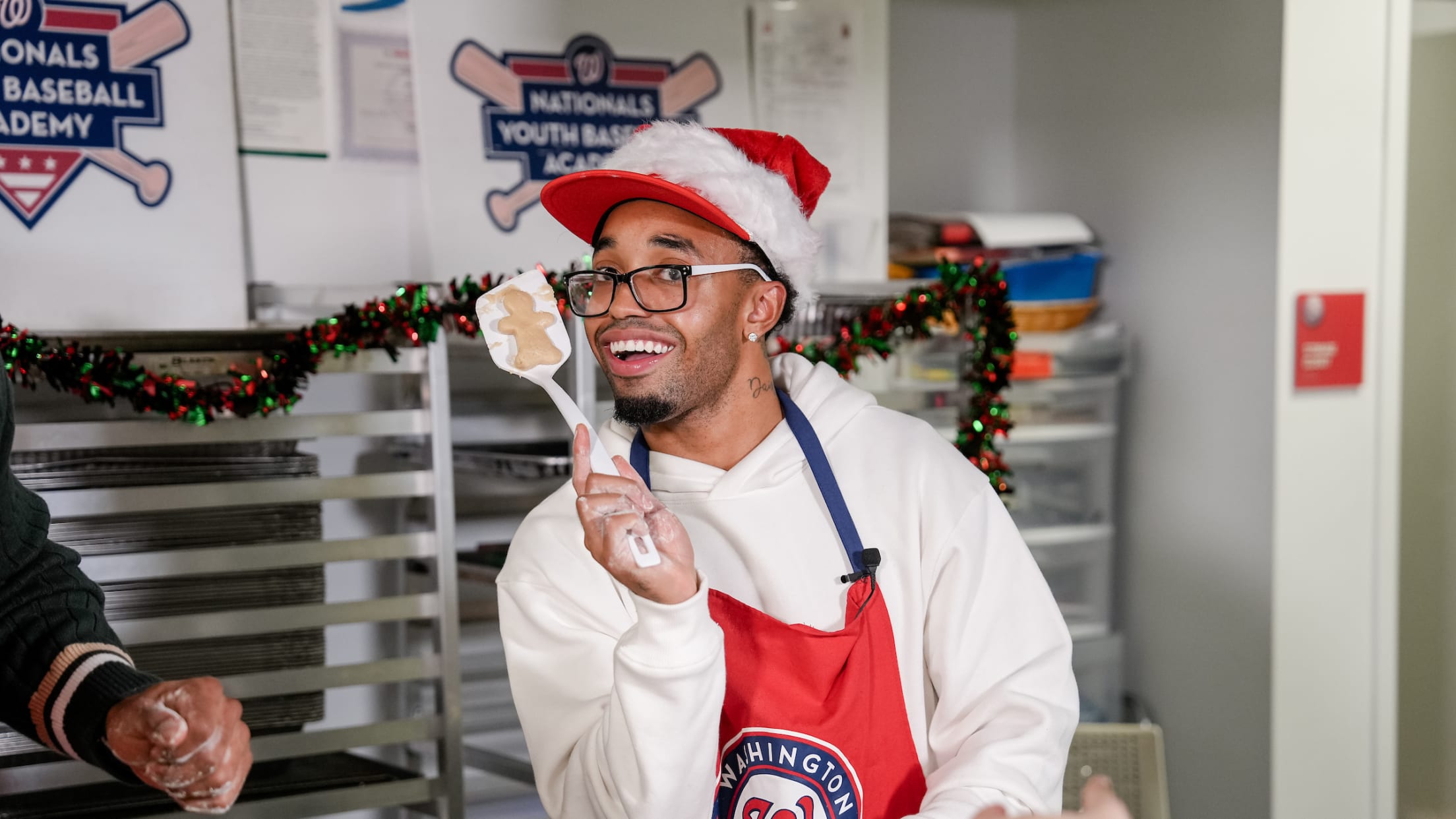 Nasim Nuñez bakes cookies at the Nationals Youth Baseball Academy.