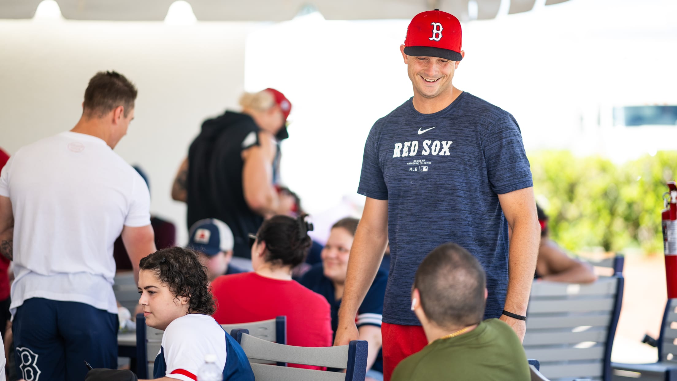Garrett Whitlock hangs out with Red Sox fans.