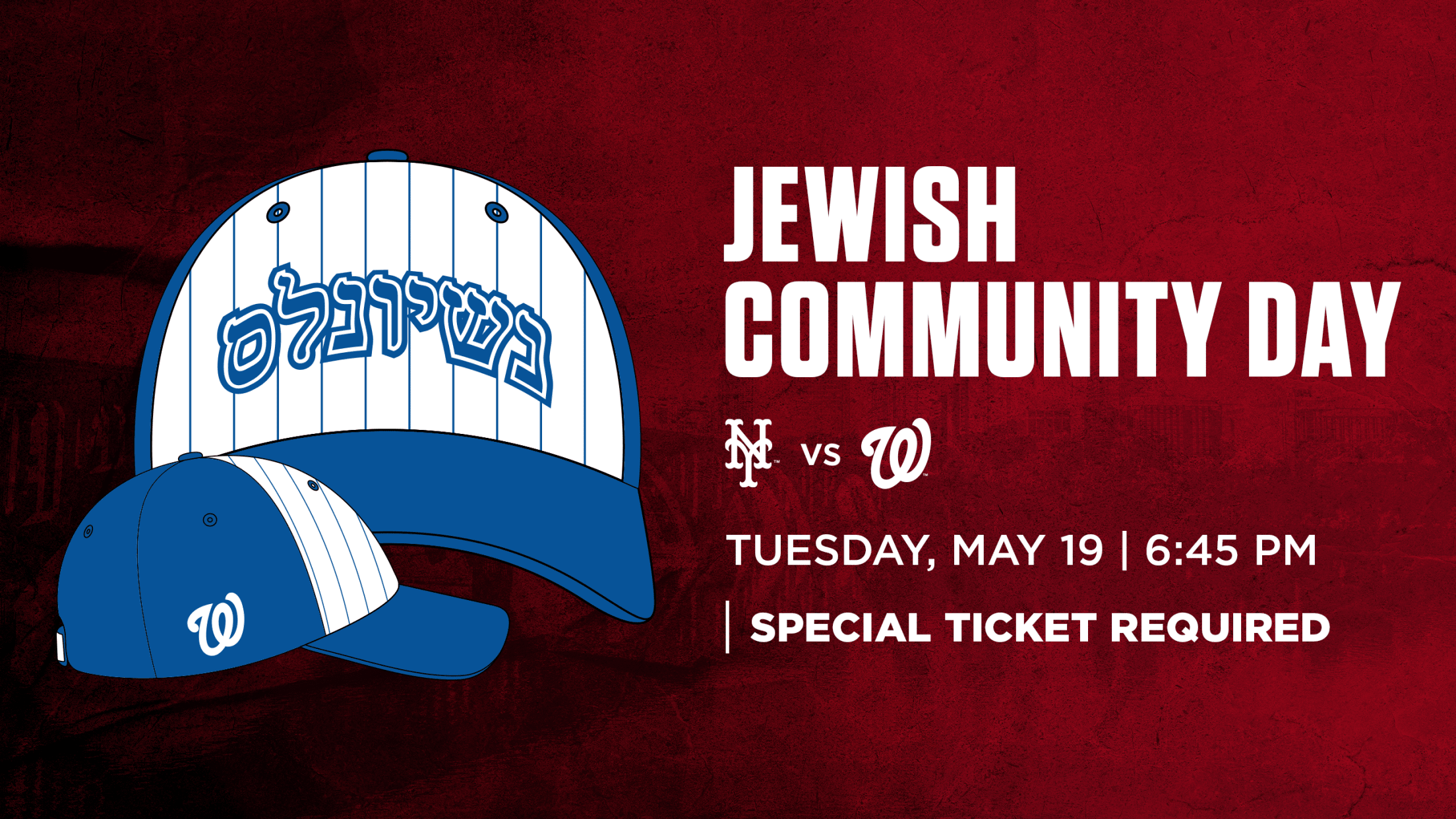 Jewish Community Day: Tuesday, May 19 vs. New York Mets