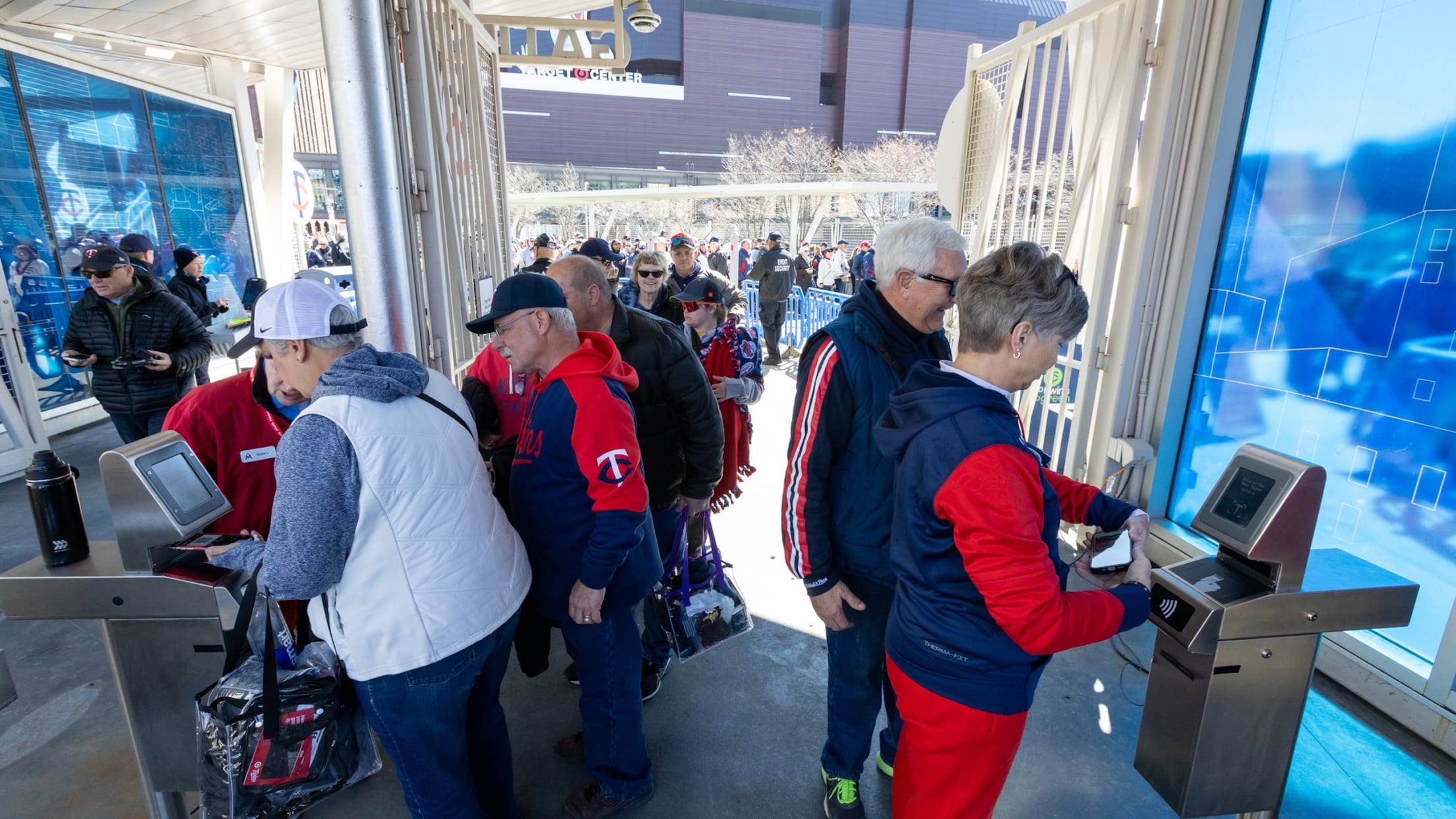 Twins fans entering Target Field
