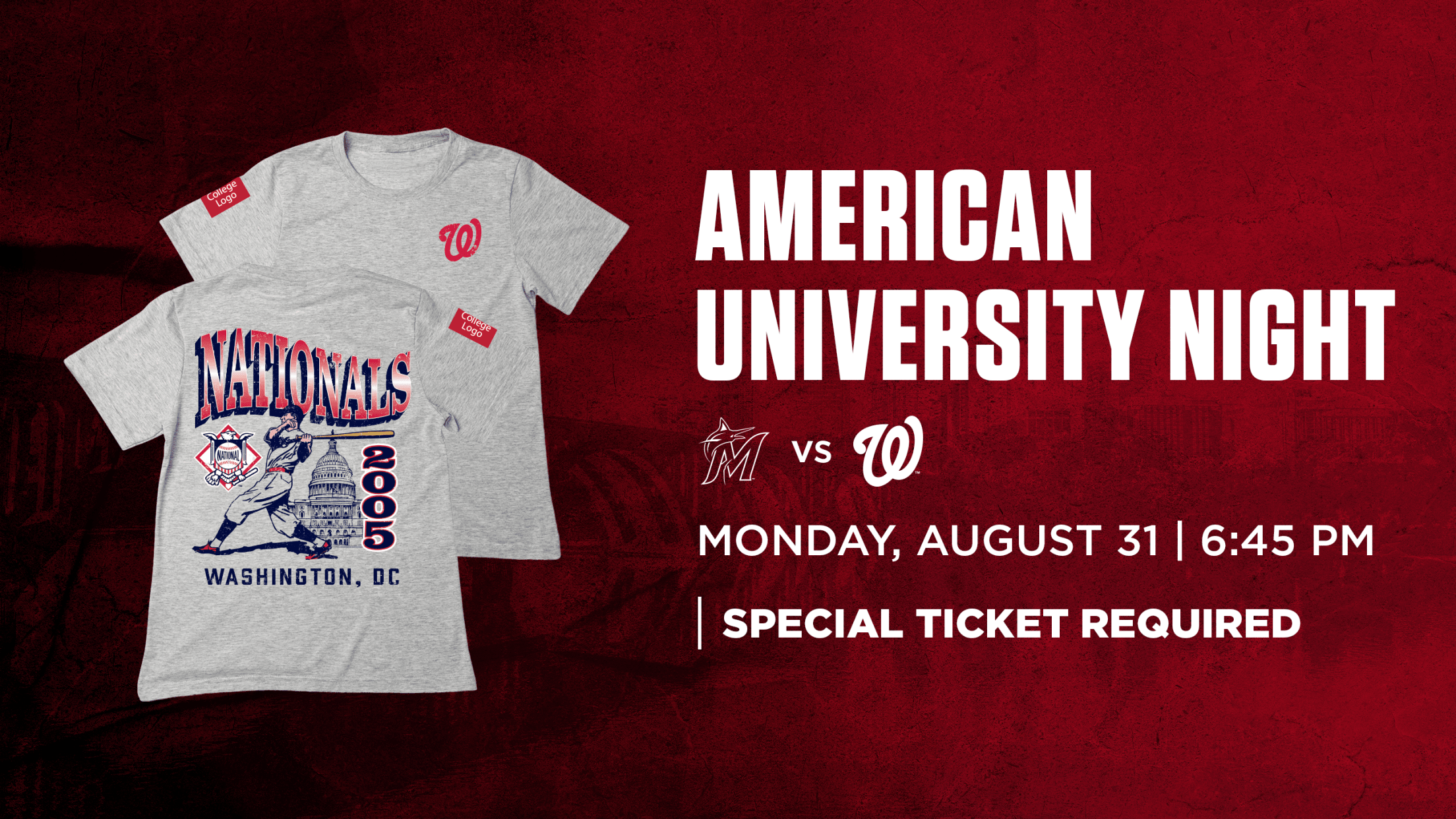 American University Day, Monday, August 31 @ 6:45 PM