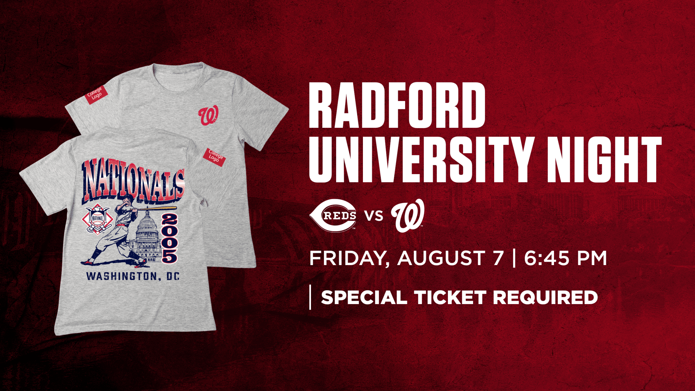 Radford University Day - Friday, August 7 vs. Cincinnati Reds