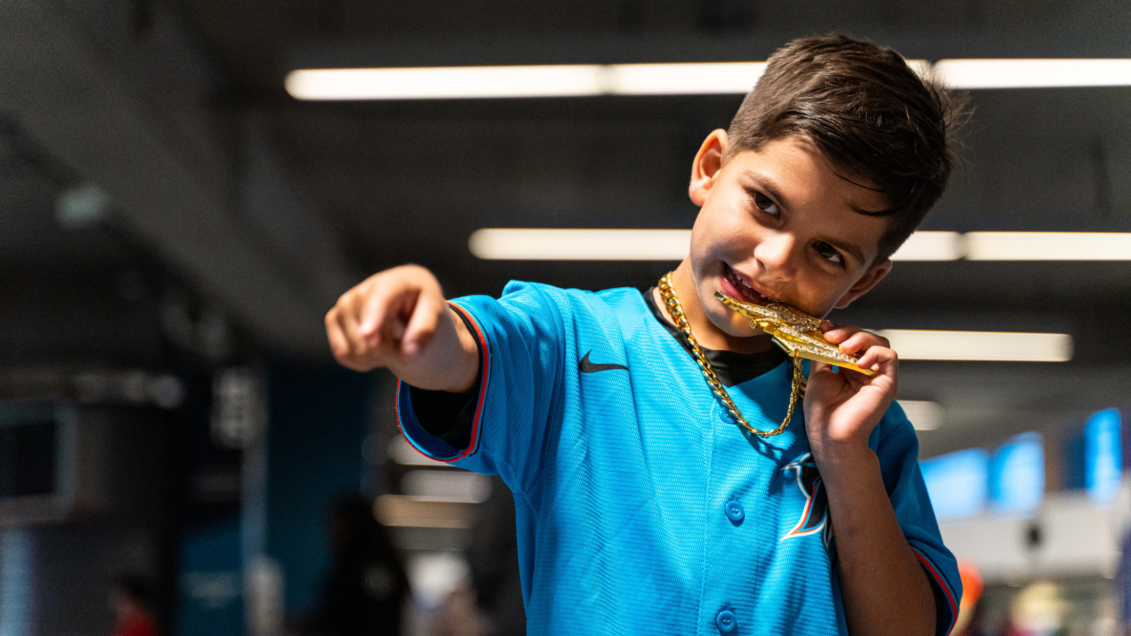 Young fan at a Marlins game