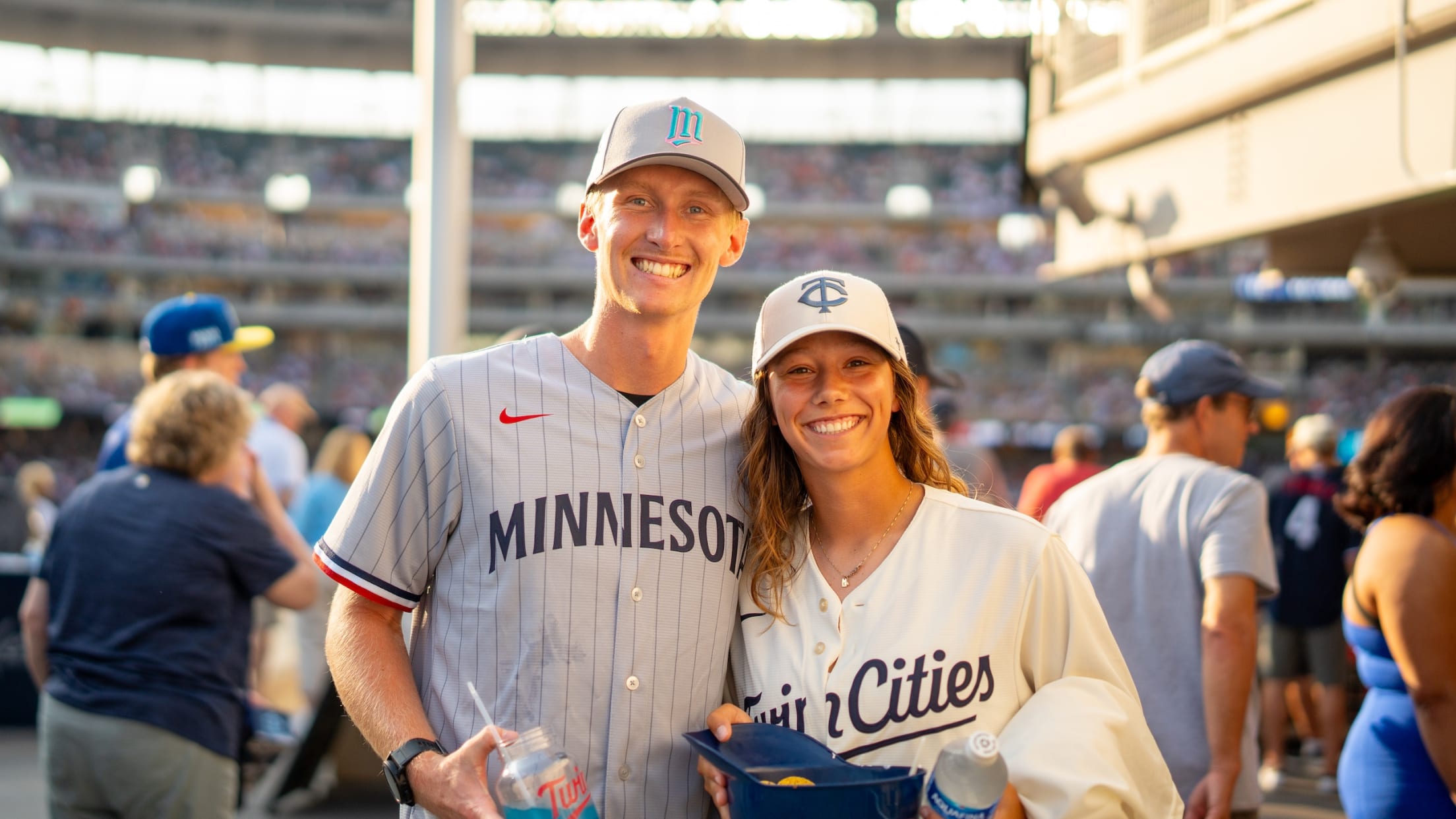 Fans posing for a photo at Target Field