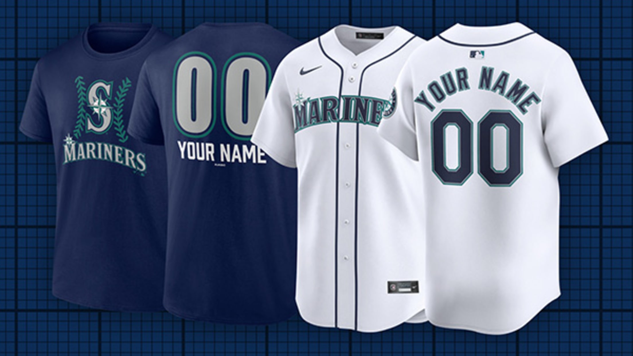 Image of Seattle Mariners customizable jerseys