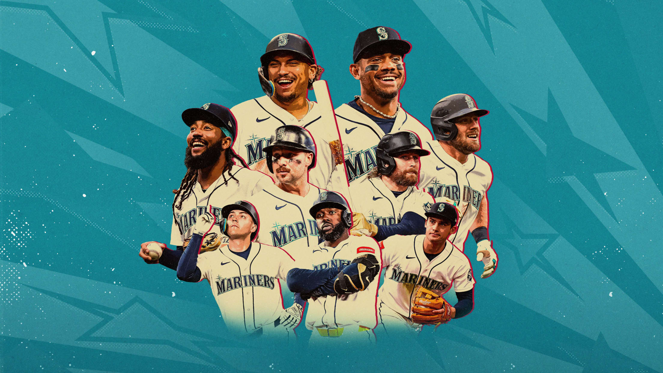 Image of Josh Naylor, Julio Rodriguez, J.P. Crawford, Cal Raleigh, Brandon Donovan, Luke Raley, Dominic Canzone, Randy Arozarena, Cole Young.
