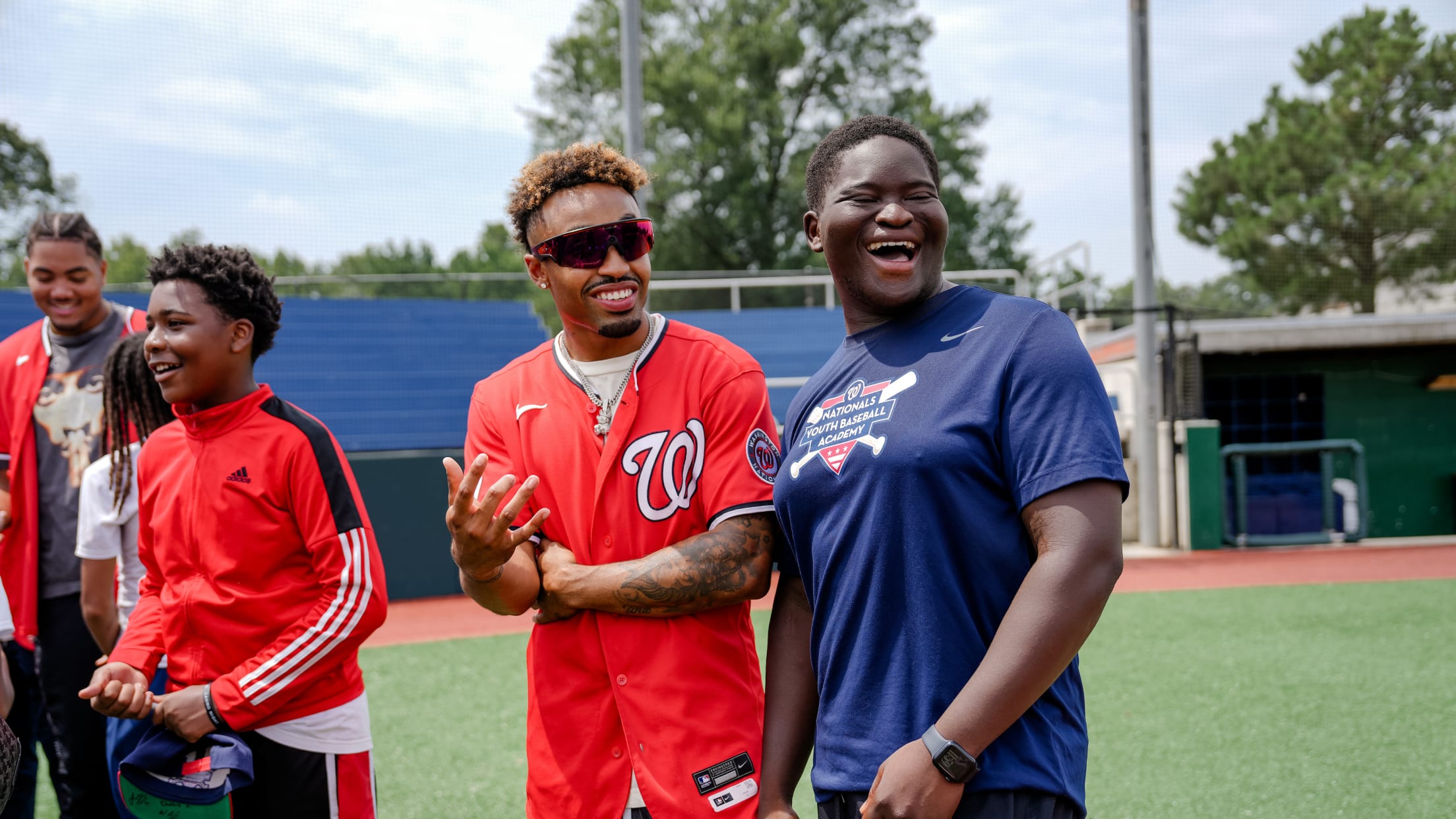 Nasim Nuñez is all smiles as he meets fans at the Nationals Youth Baseball Academy (YBA).