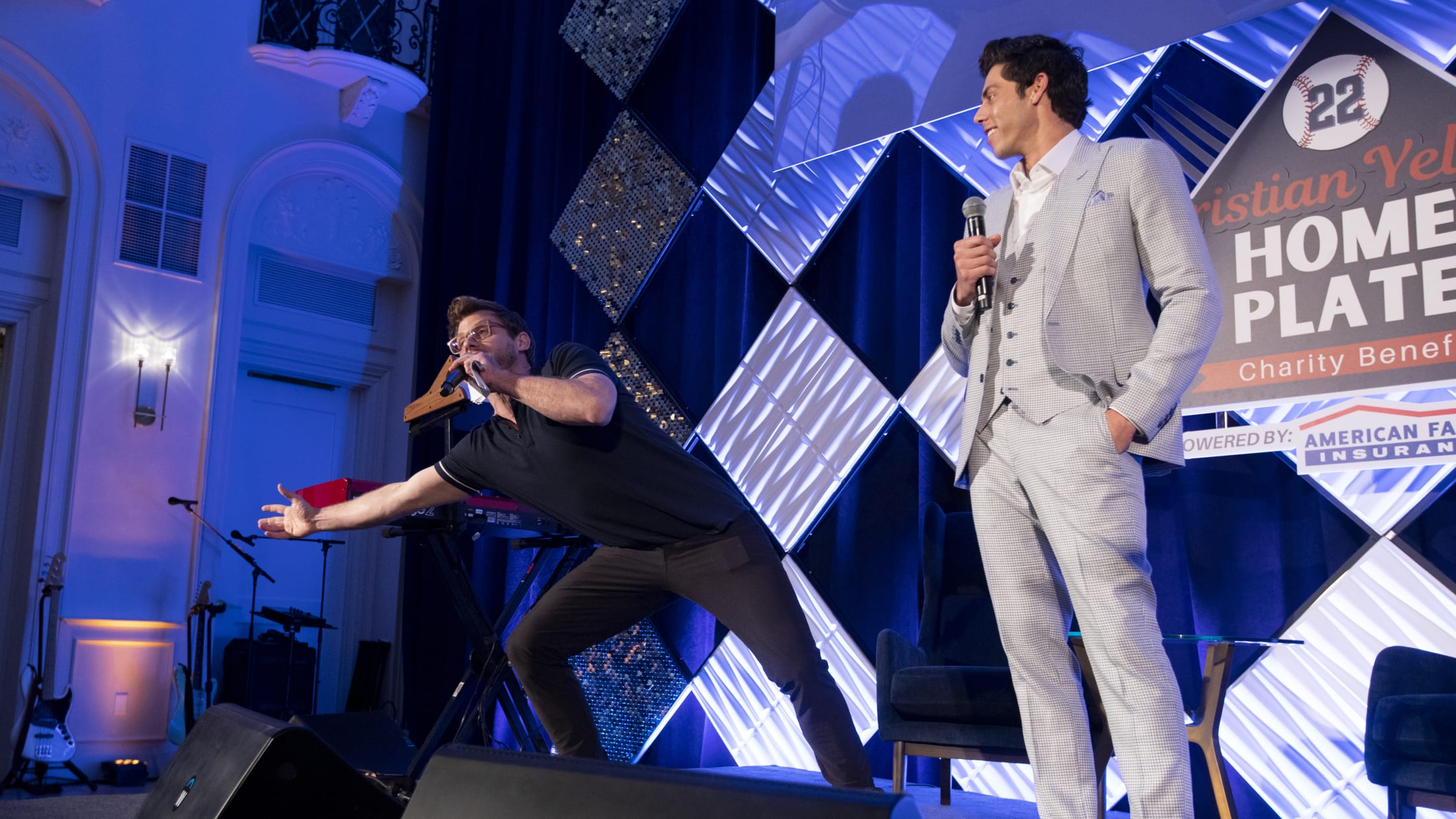 Christian Yelich and comedian Charlie Berens host the Christian Yelich Home Plate Charity Event.