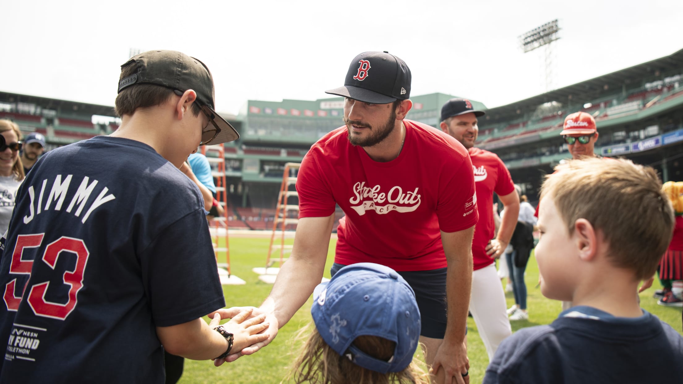 Garrett Whitlock meets fans at Fenway Park.