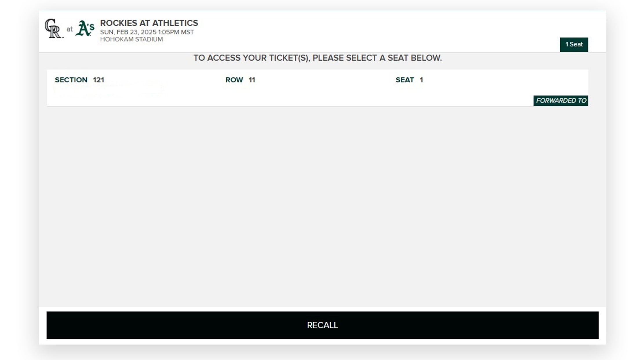 Confirm details & click "RECALL"