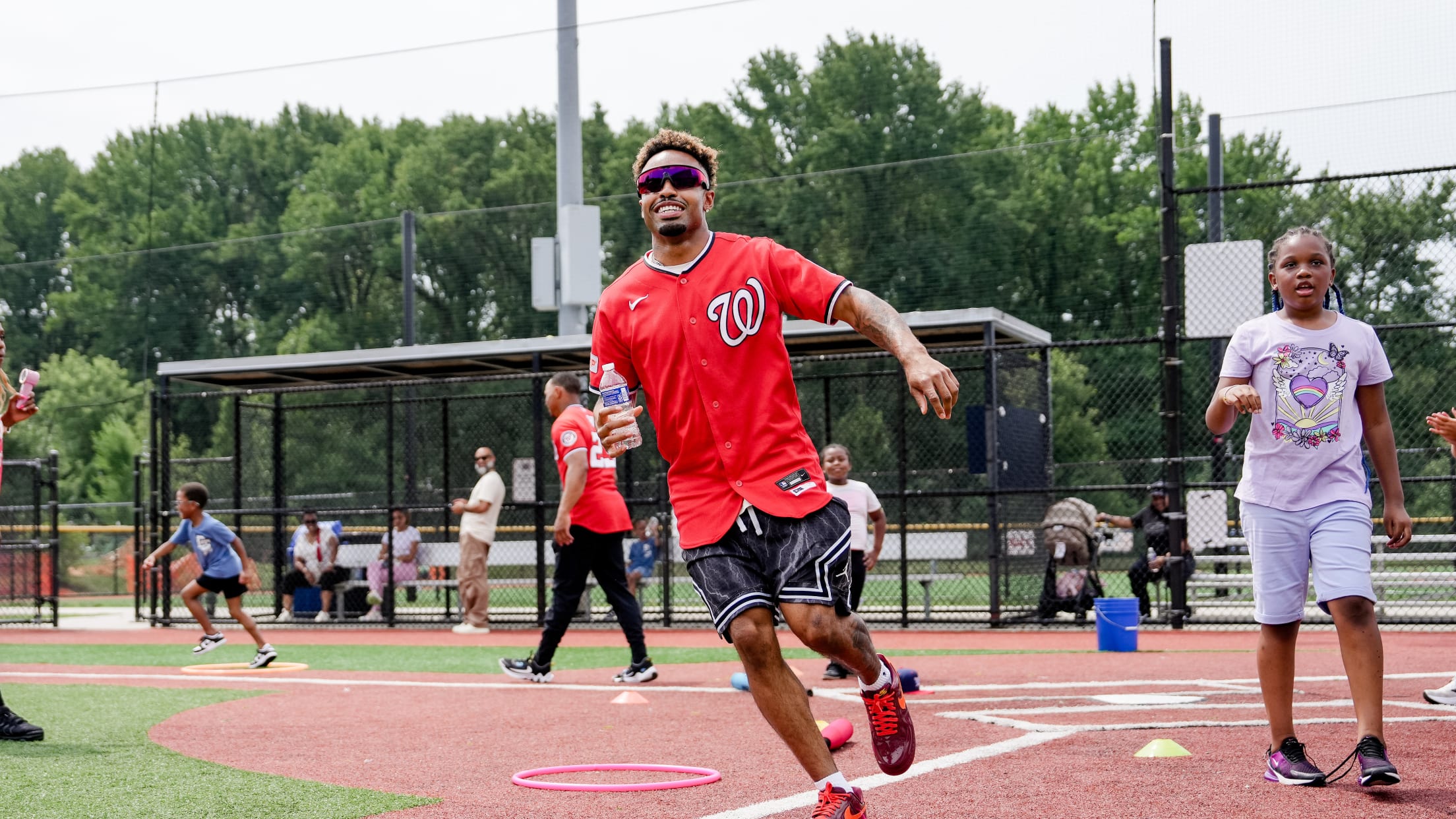 Nasim Nuñez participates in games at the Nationals Youth Baseball Academy.