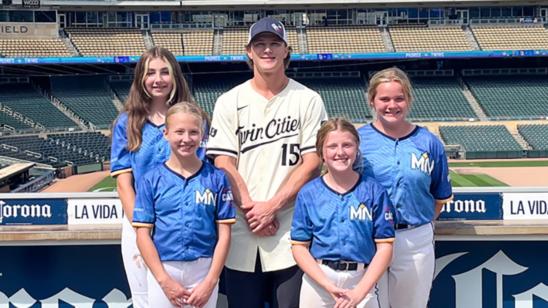 Twins Summer Camps players with current Twins player