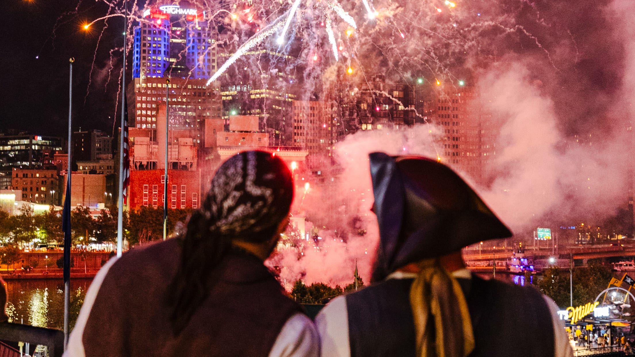 Pirates fans enjoying postgame fireworks show