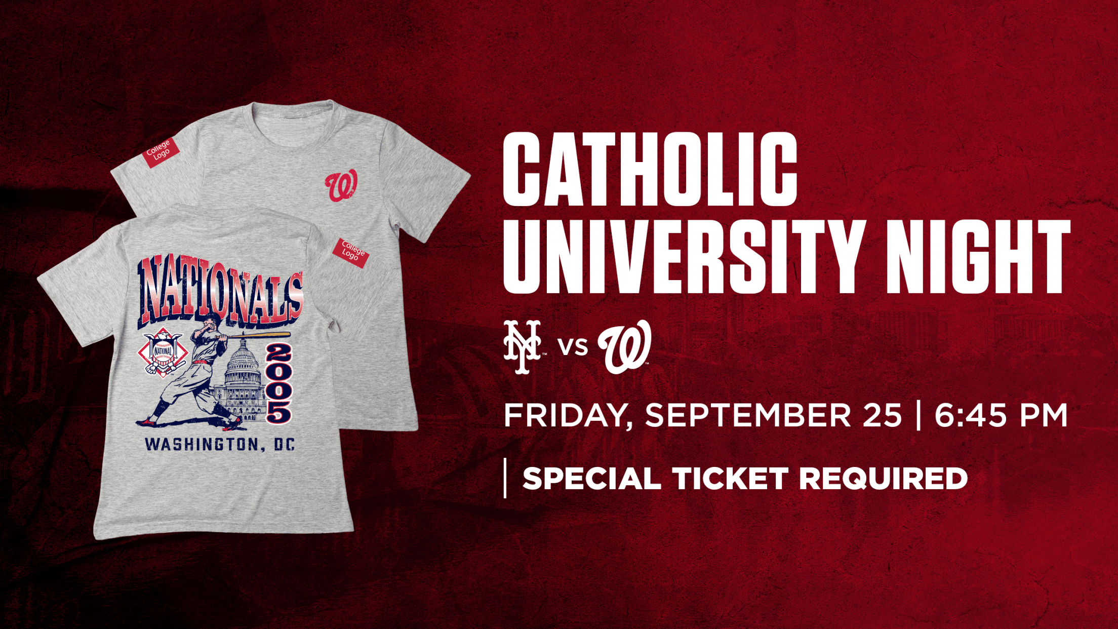 Catholic University Day: Tuesday, September 25 vs. Arizona Diamondbacks