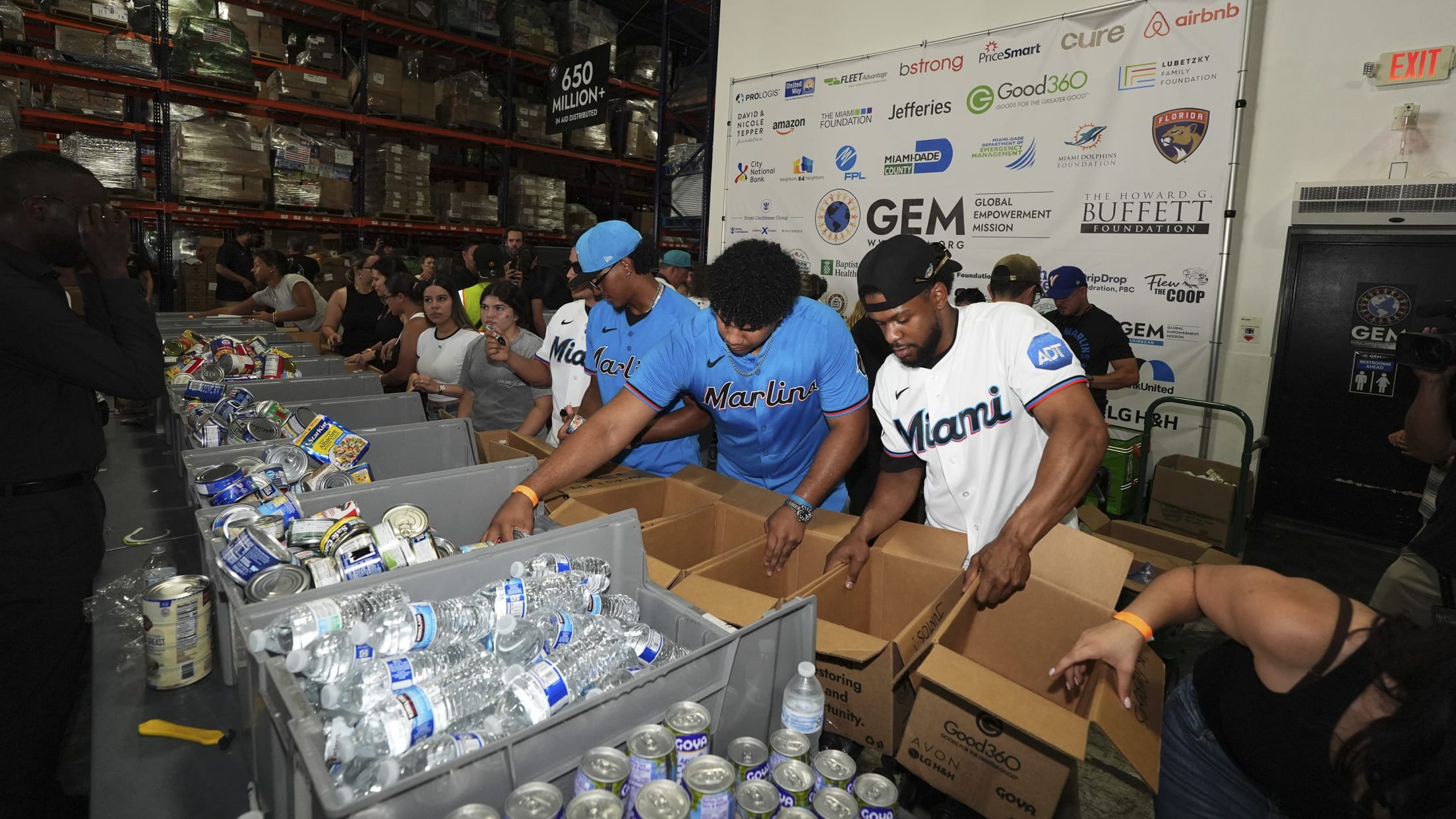 Otto Lopez assembles care packages for Venezuelan relief efforts.