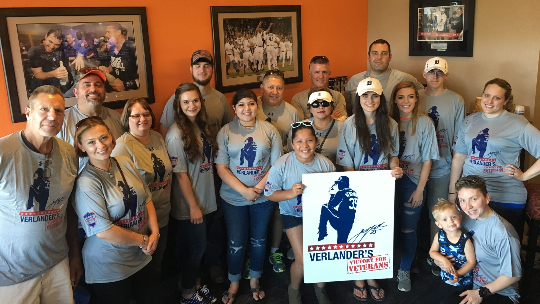 Verlander's Victory for Veterans members take a group photo.