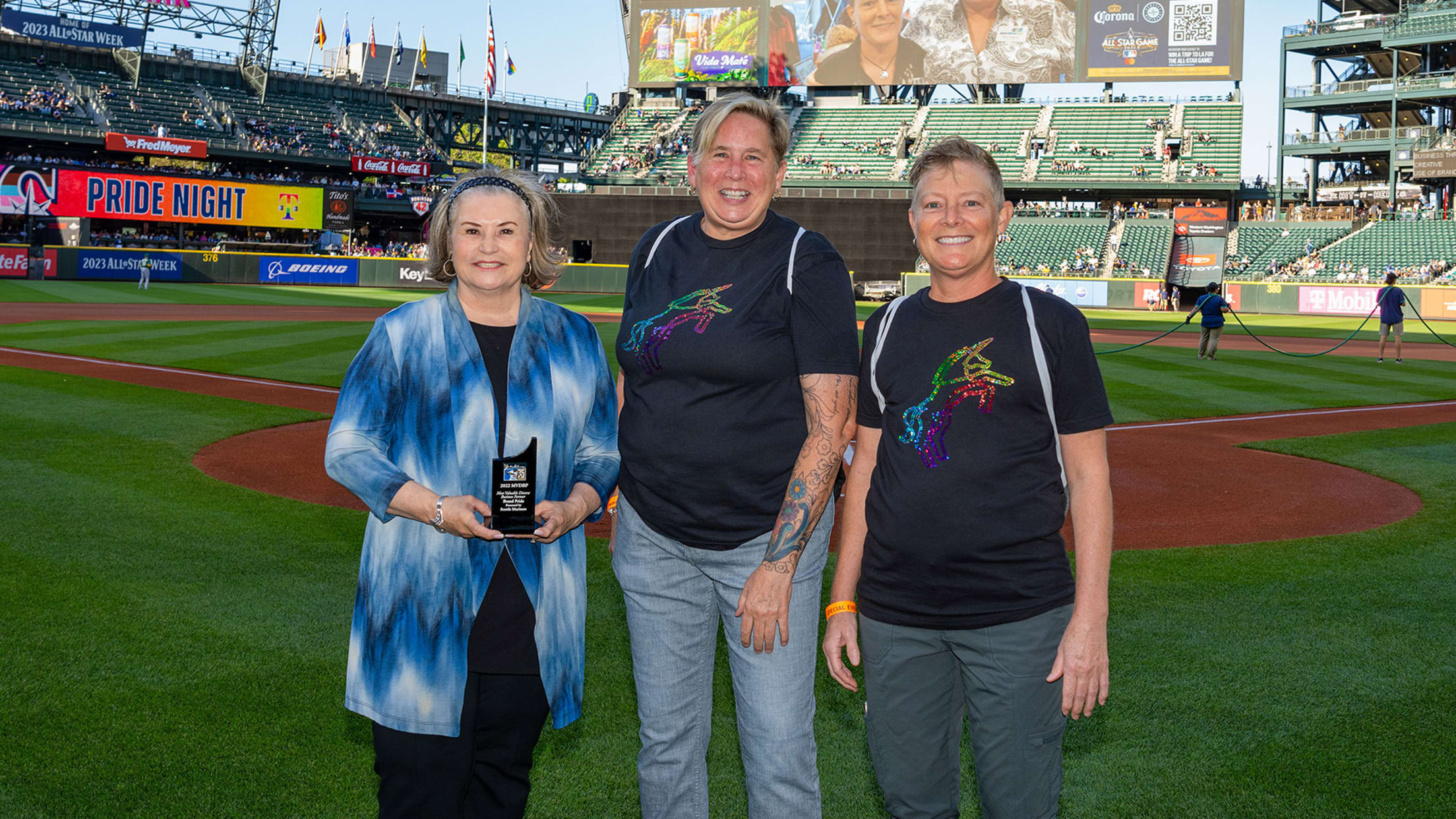 Image of trophy presentation at T-Mobile Park.