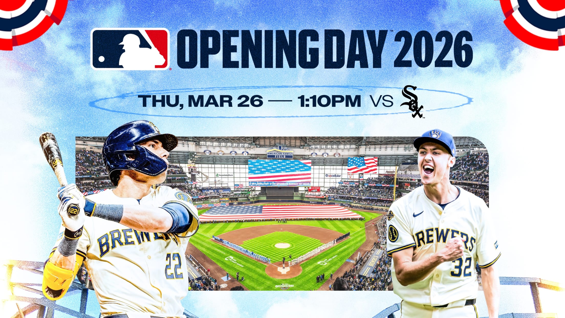 Opening Day 2026. Thu, Mar 26 - 1:10pm vs. White Sox