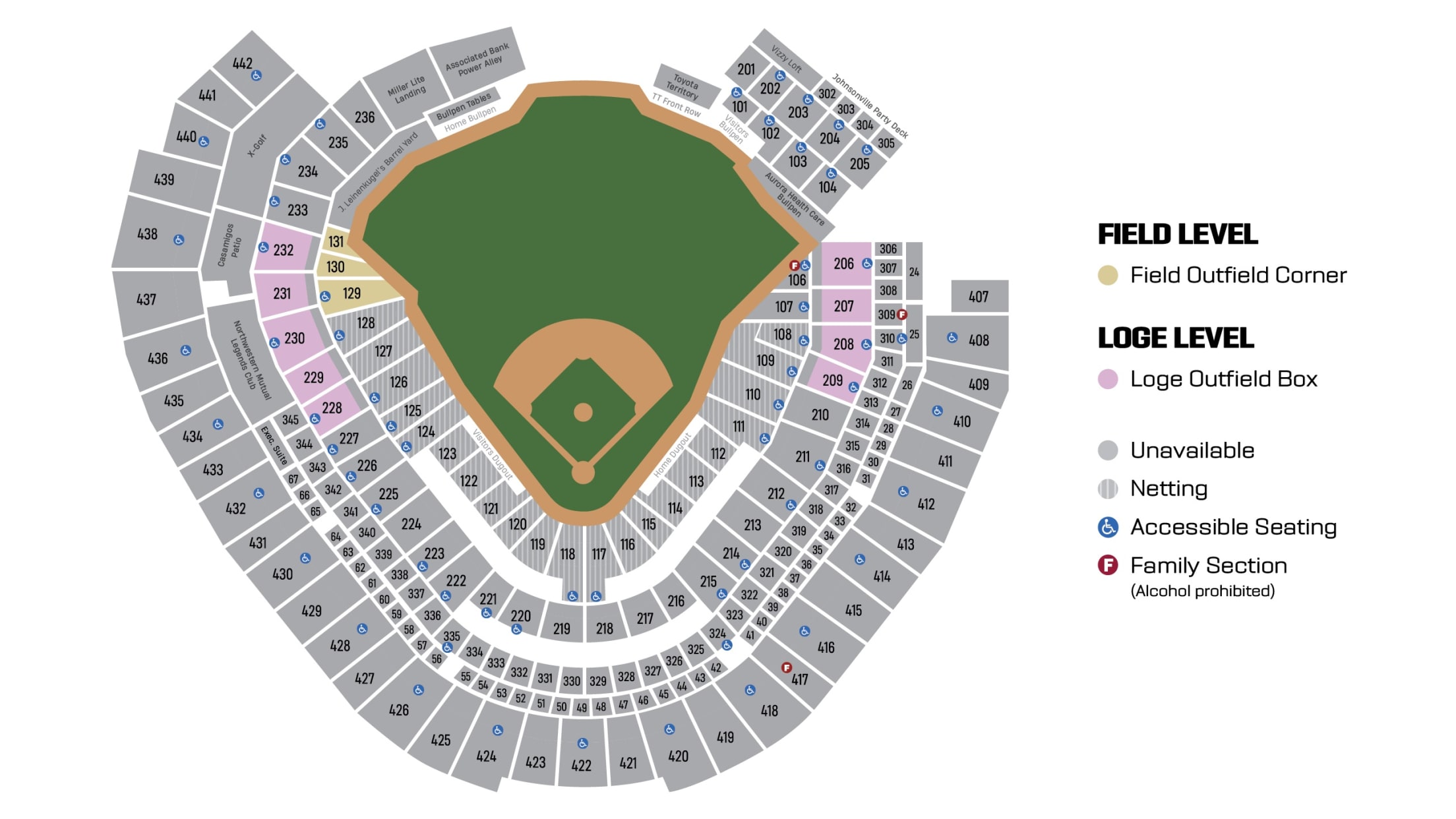 Seating Map - Amateur Baseball