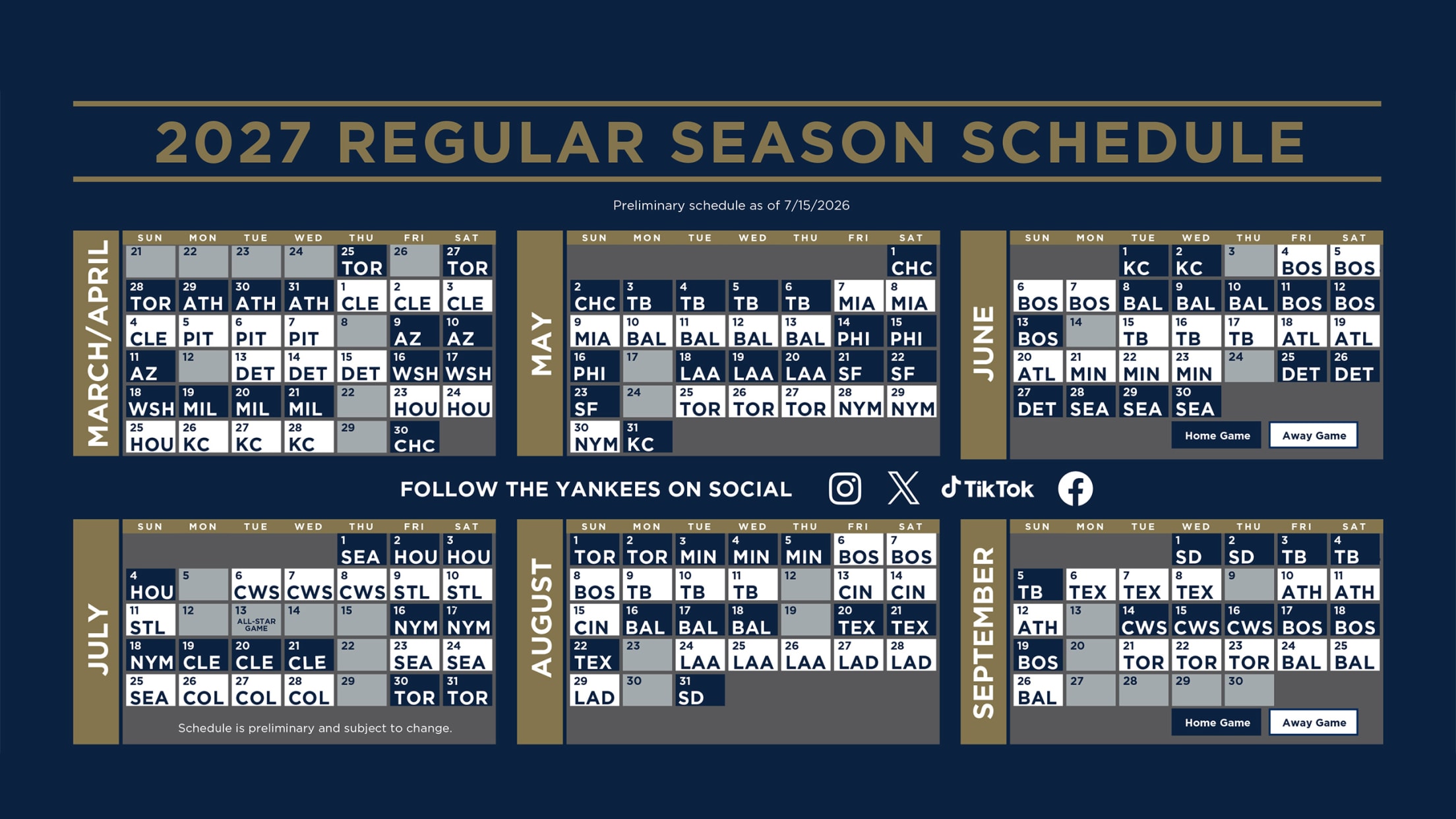 2027 Regular Season Schedule