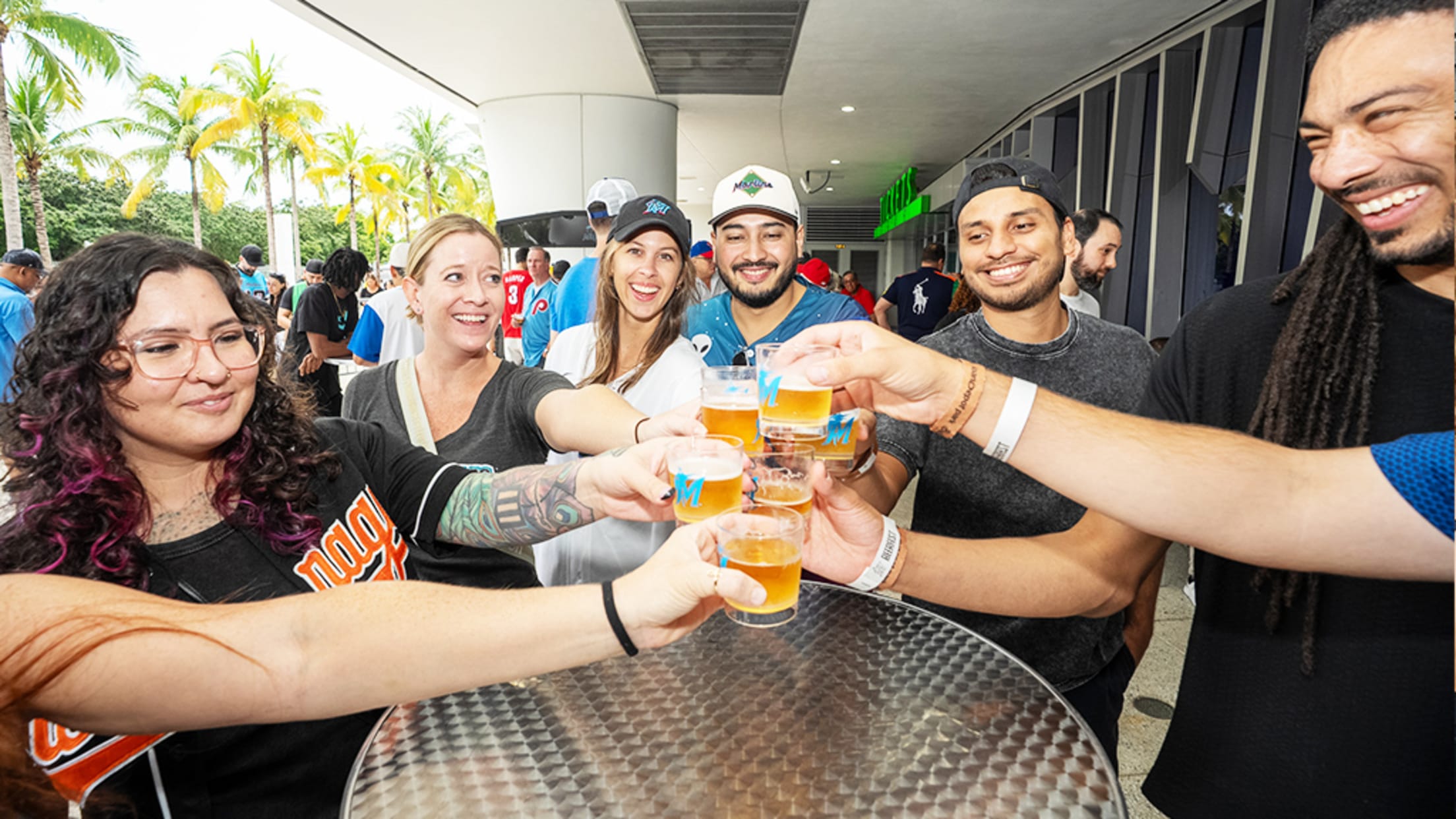 Fans enjoying Beerfest at Marlins FanFest