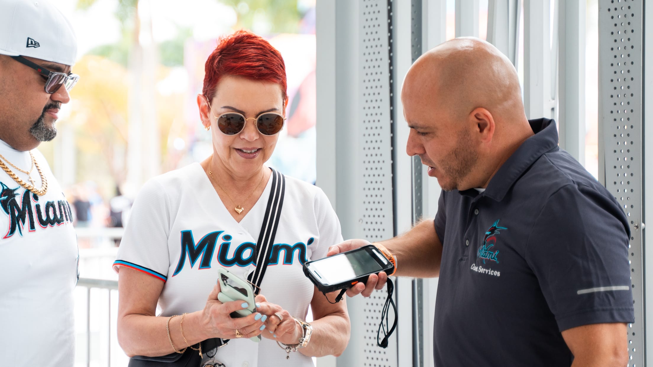 Fans entering loanDepot park using the MLB Ballpark app