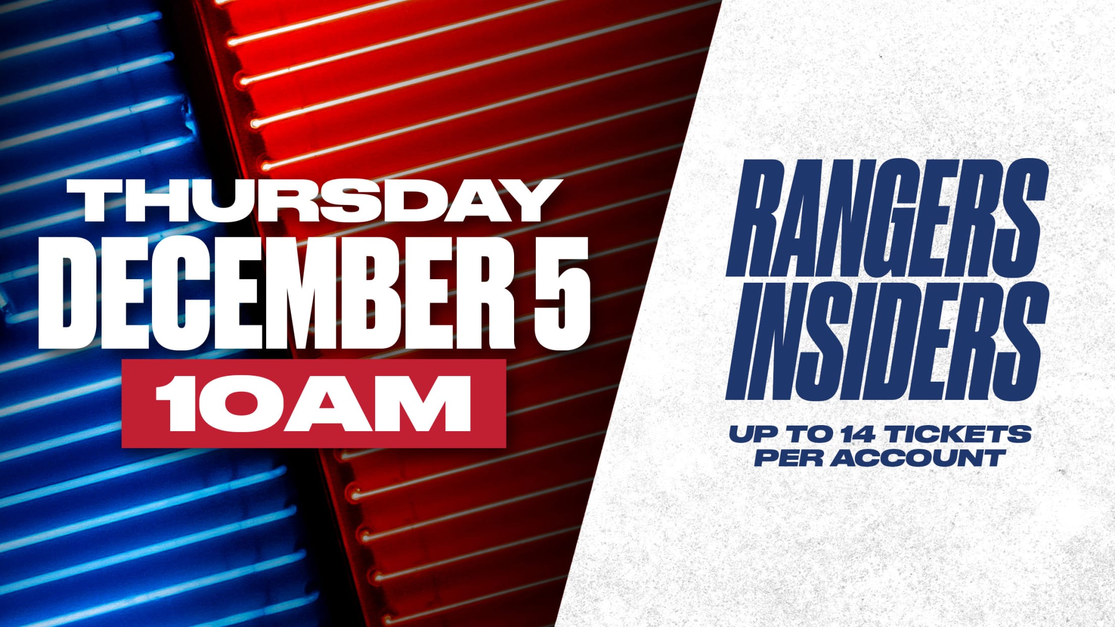 Rangers Insiders - Thursday, December 5 at 10am