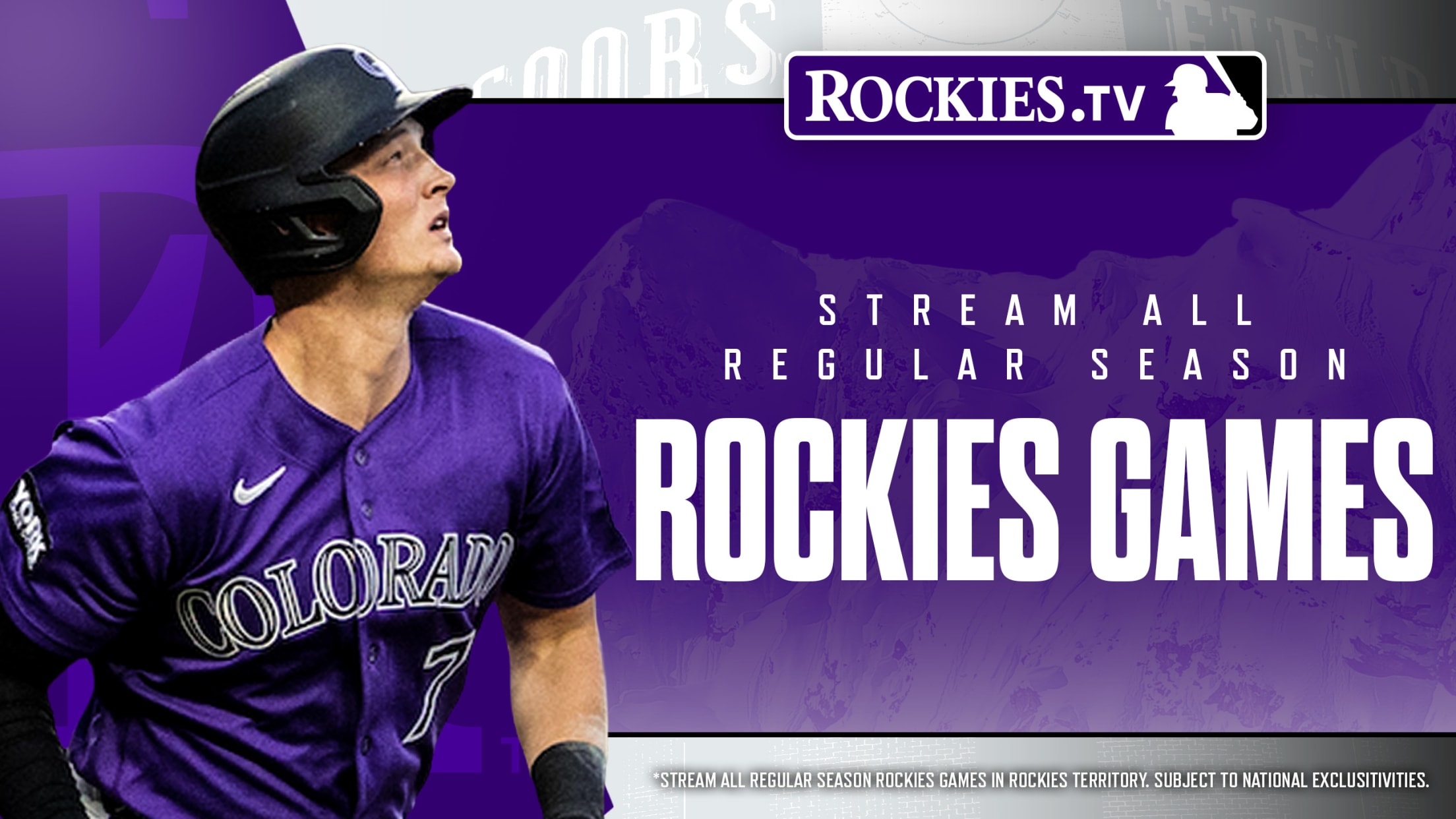Rockies.TV stream all regular season games in Rockies territory, subject to national exclusivities.