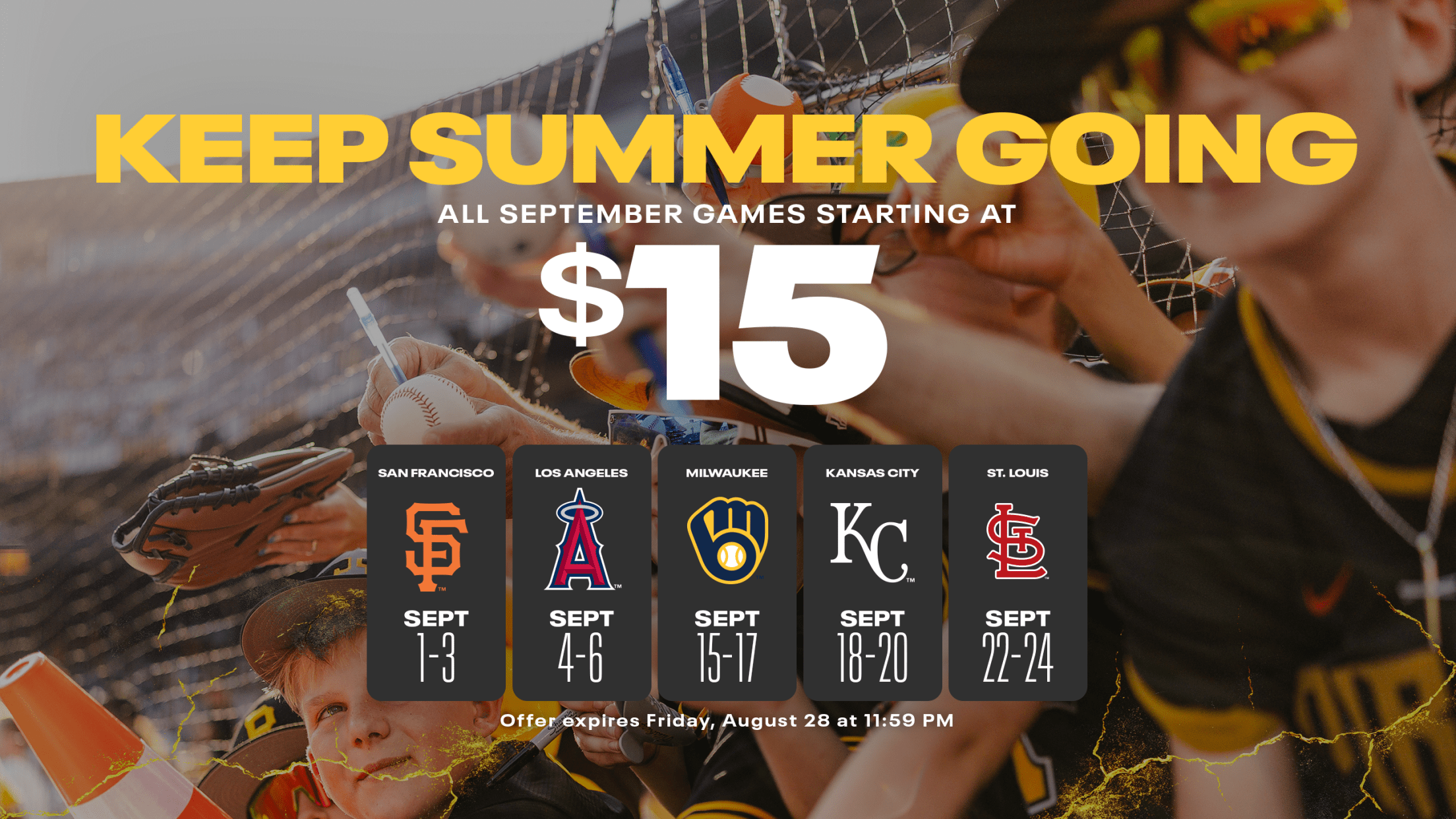 All September games at PNC Park starting at $15