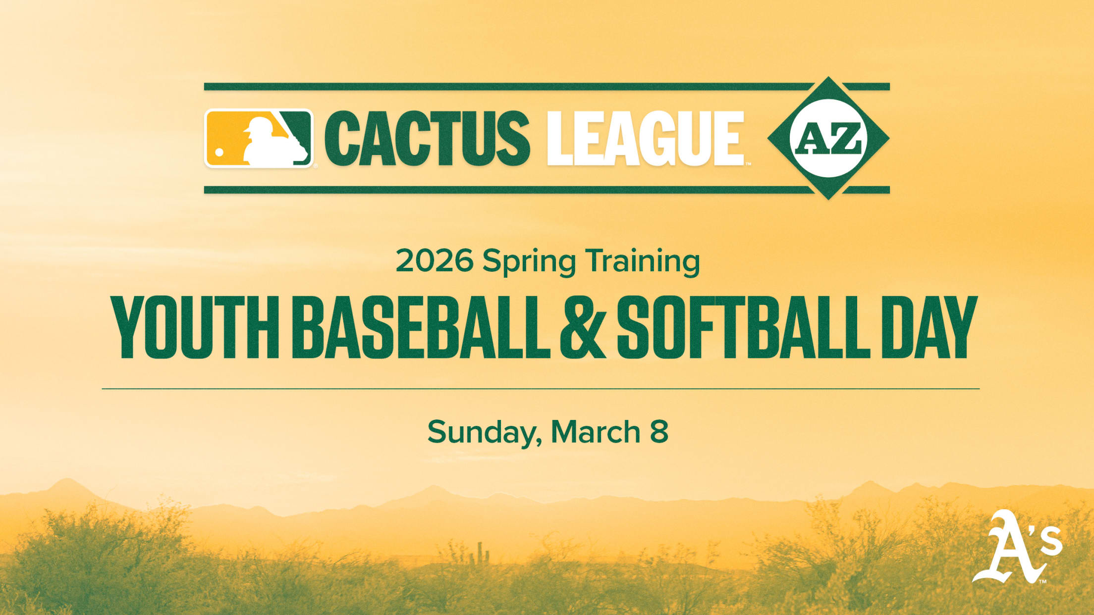 2026 A's Spring Training Youth Baseball & Softball Day