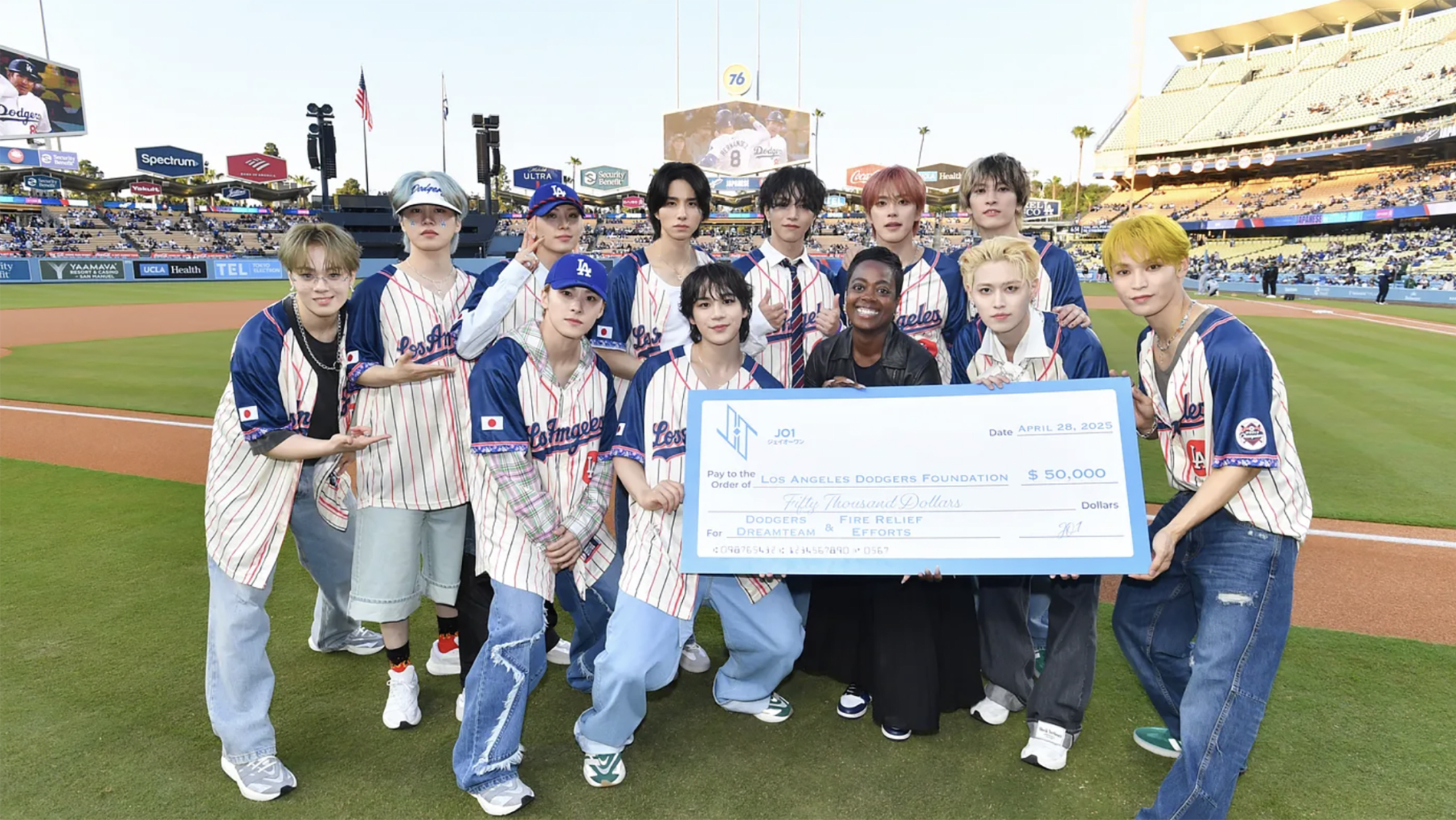JO1 Supports Dodgers Dreamteam and Wildfire Relief Efforts