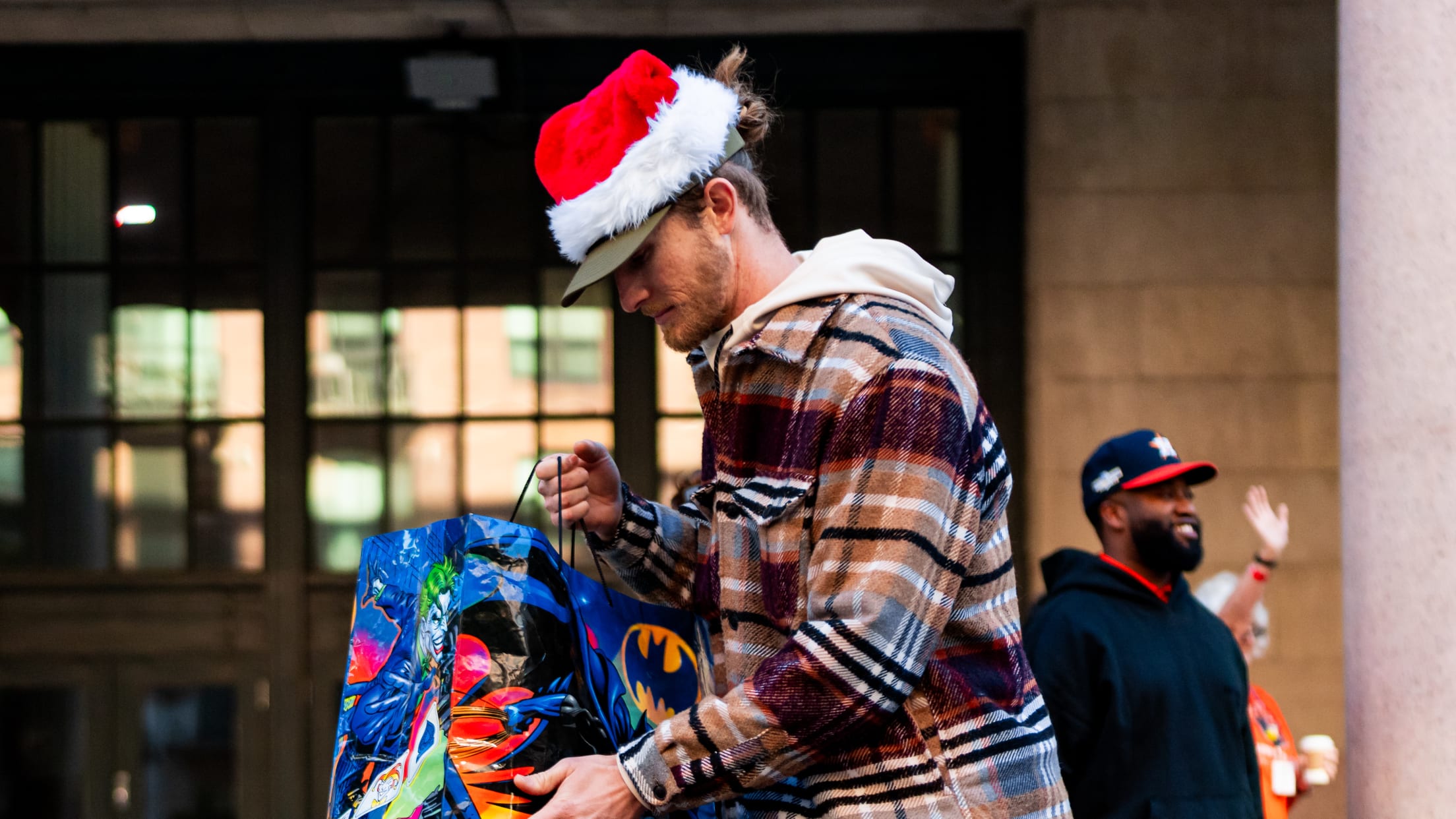 Josh Hader hands out gifts at Hader's Heart Toy Drive.