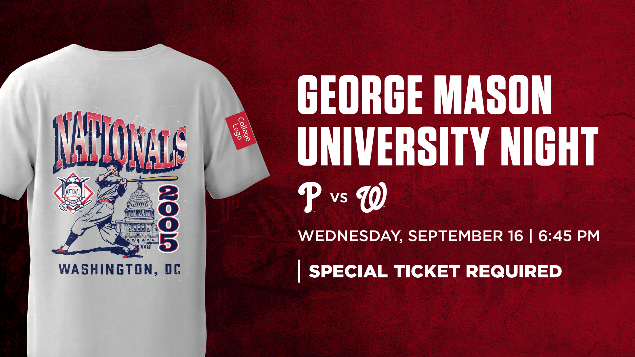 George Mason University Day: Wednesday, September 16 vs. Philadelphia Phillies