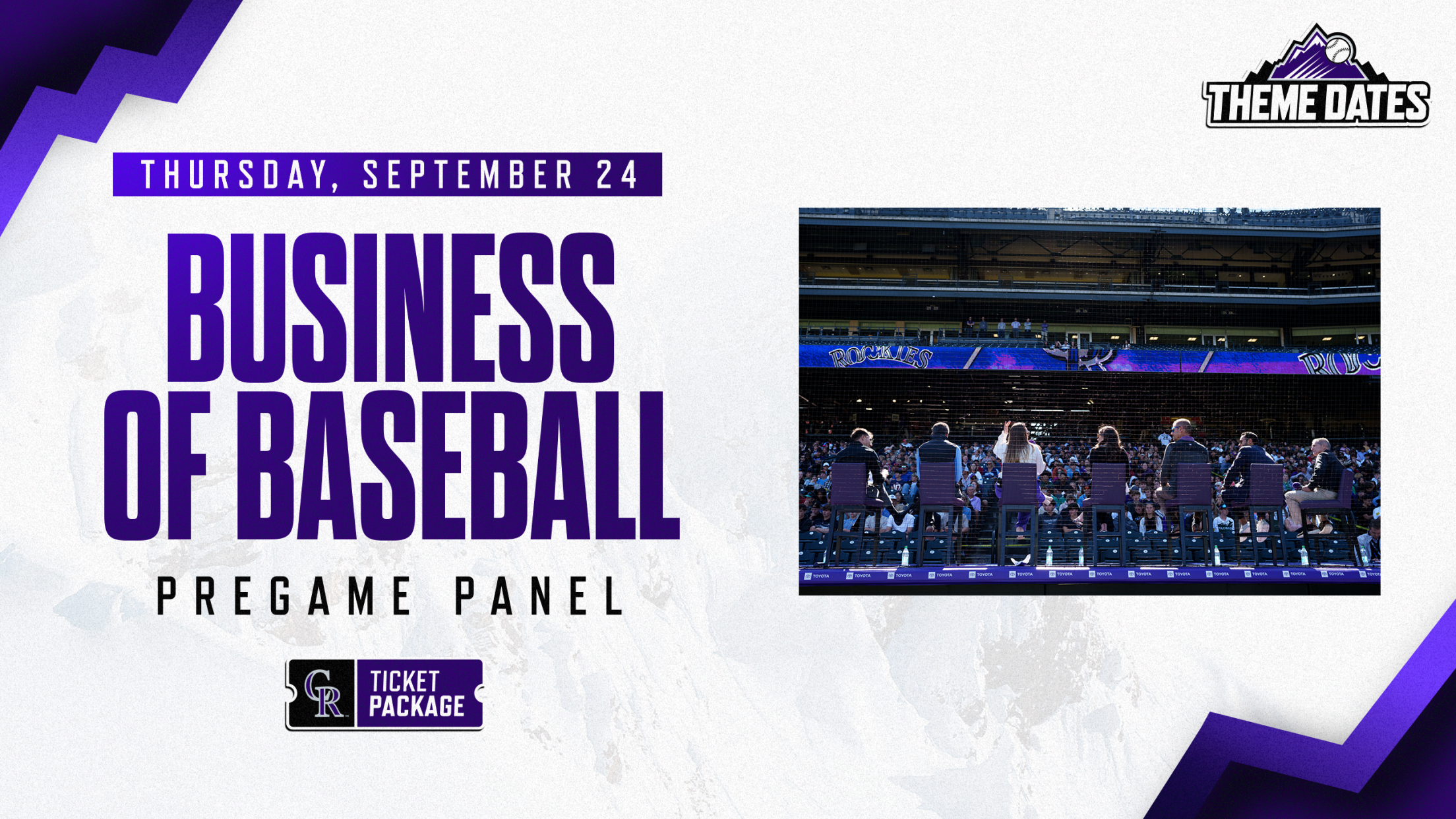 Purchase Business of Baseball ticket package on Thursday, September 24 to gain access to a pregame educational panel