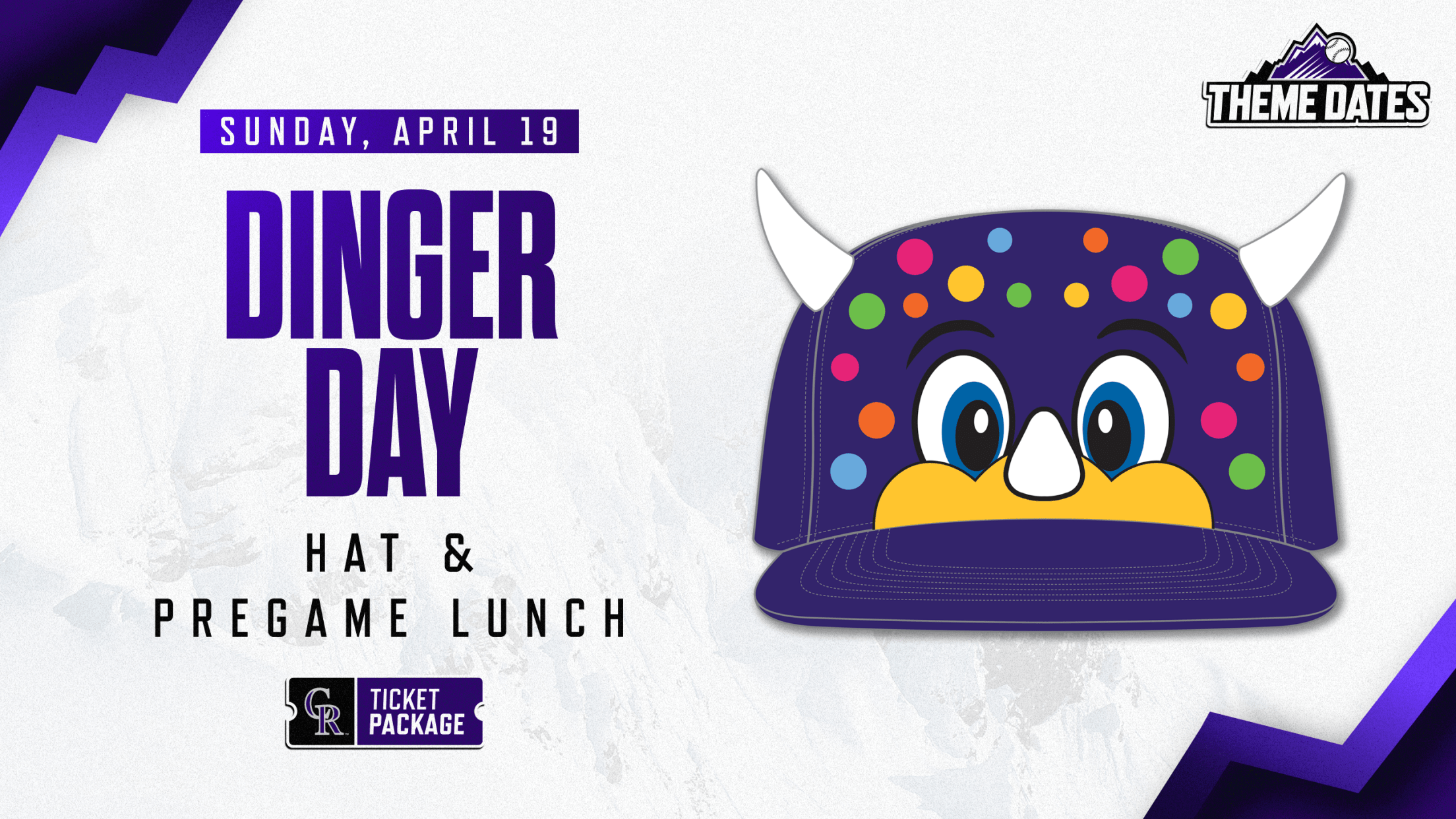 Purchase Dinger Day ticket package on Sunday, April 19 to receive limited-edition Dinger mascot hat