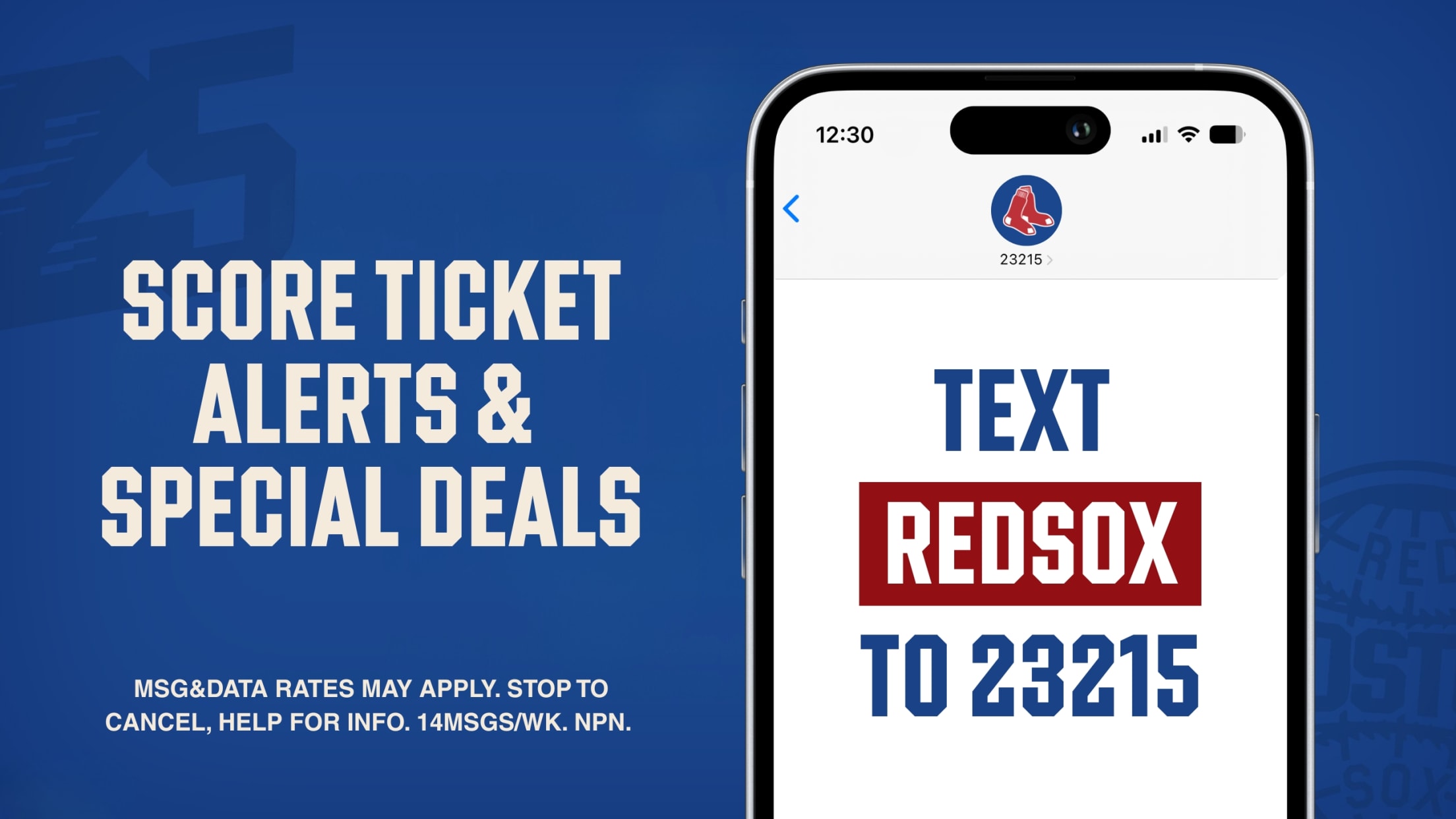 Score ticket alerts and special deals. Text REDSOX to 23215. Msg&Data rates may apply. STOP to cancel, HELP for info. 14msgs/wk. NPN.